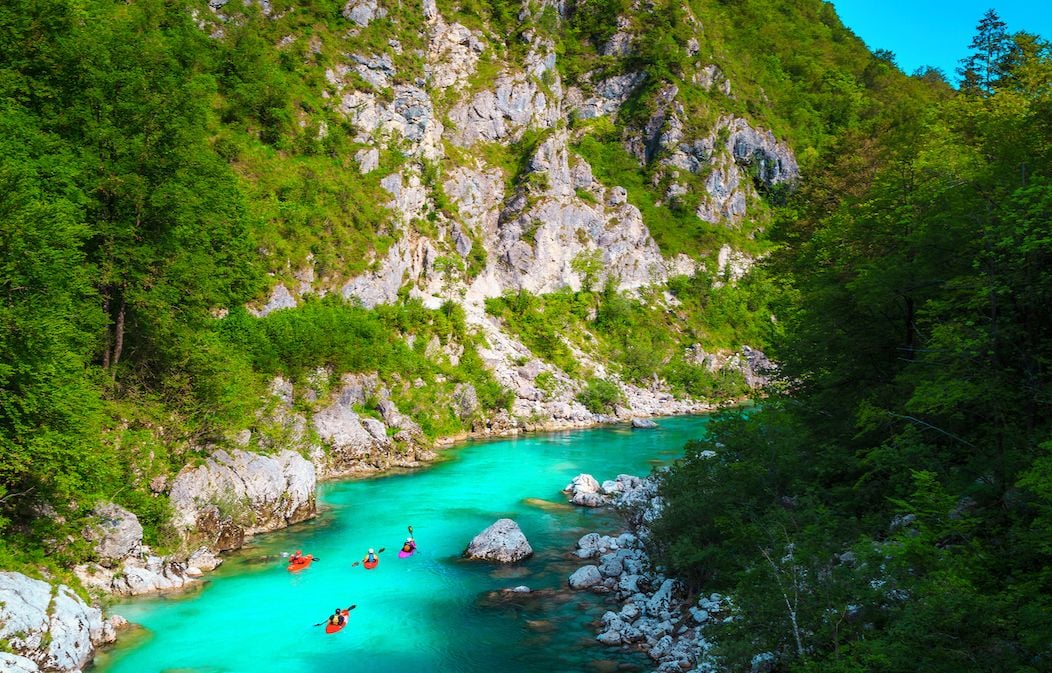 Kayakers on the River Soča 