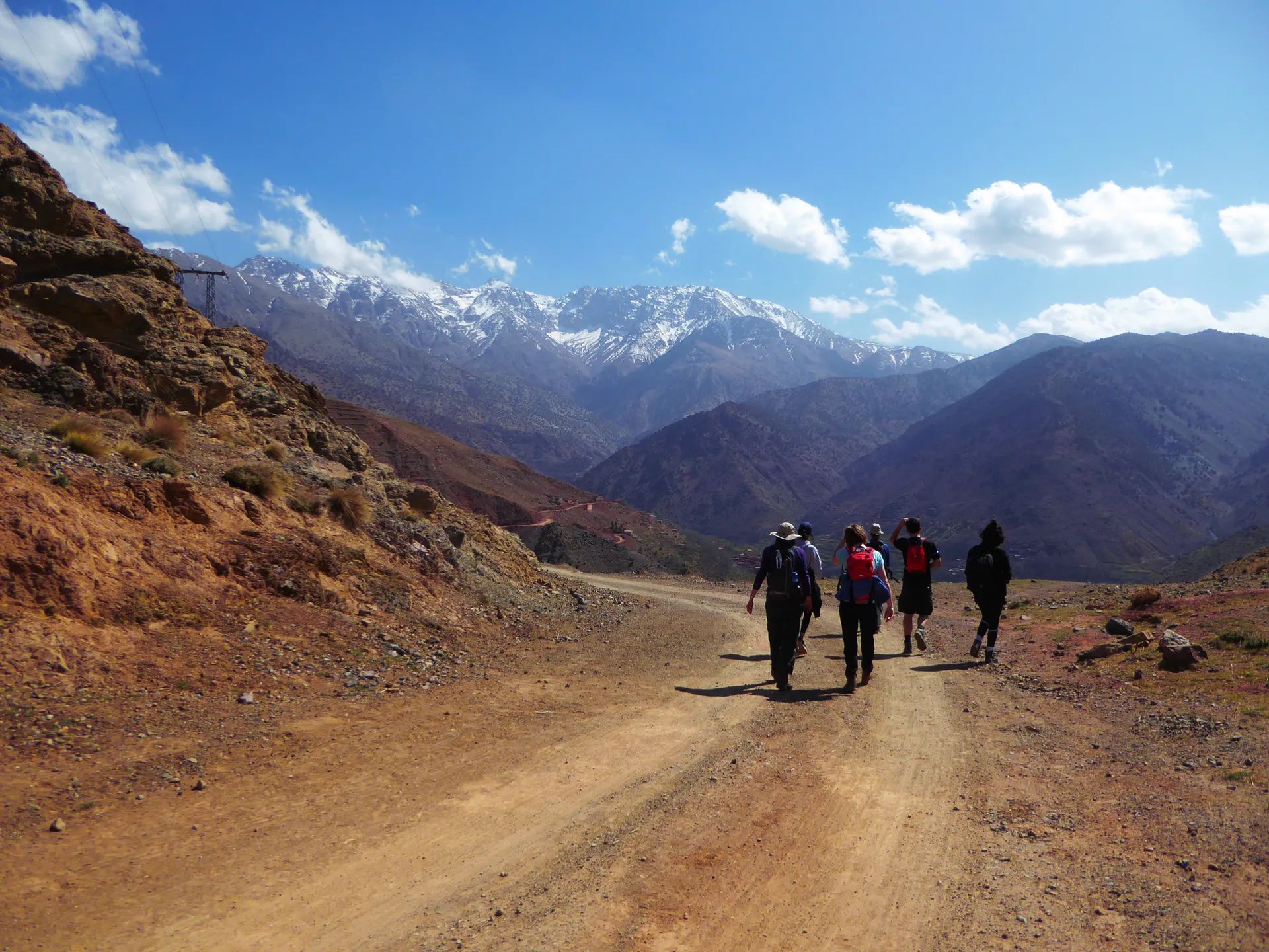 Trekkers in Morocco's Atlas Mountains.