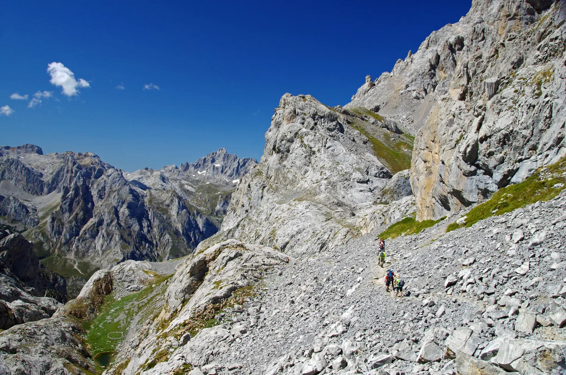 Trekkers in the Picos de Europa, Spain