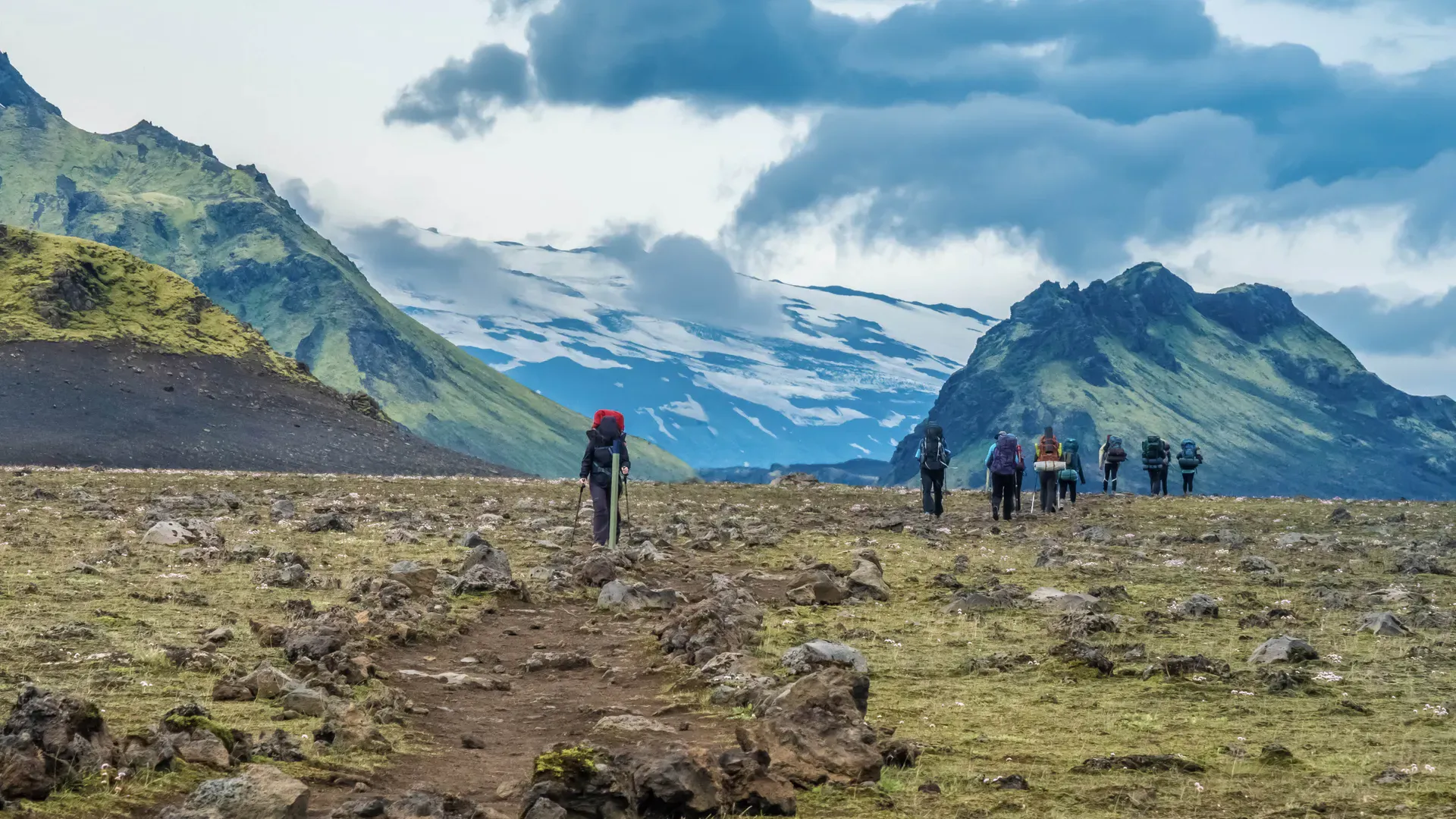 Hikers on Iceland's Laugavegur Trail
