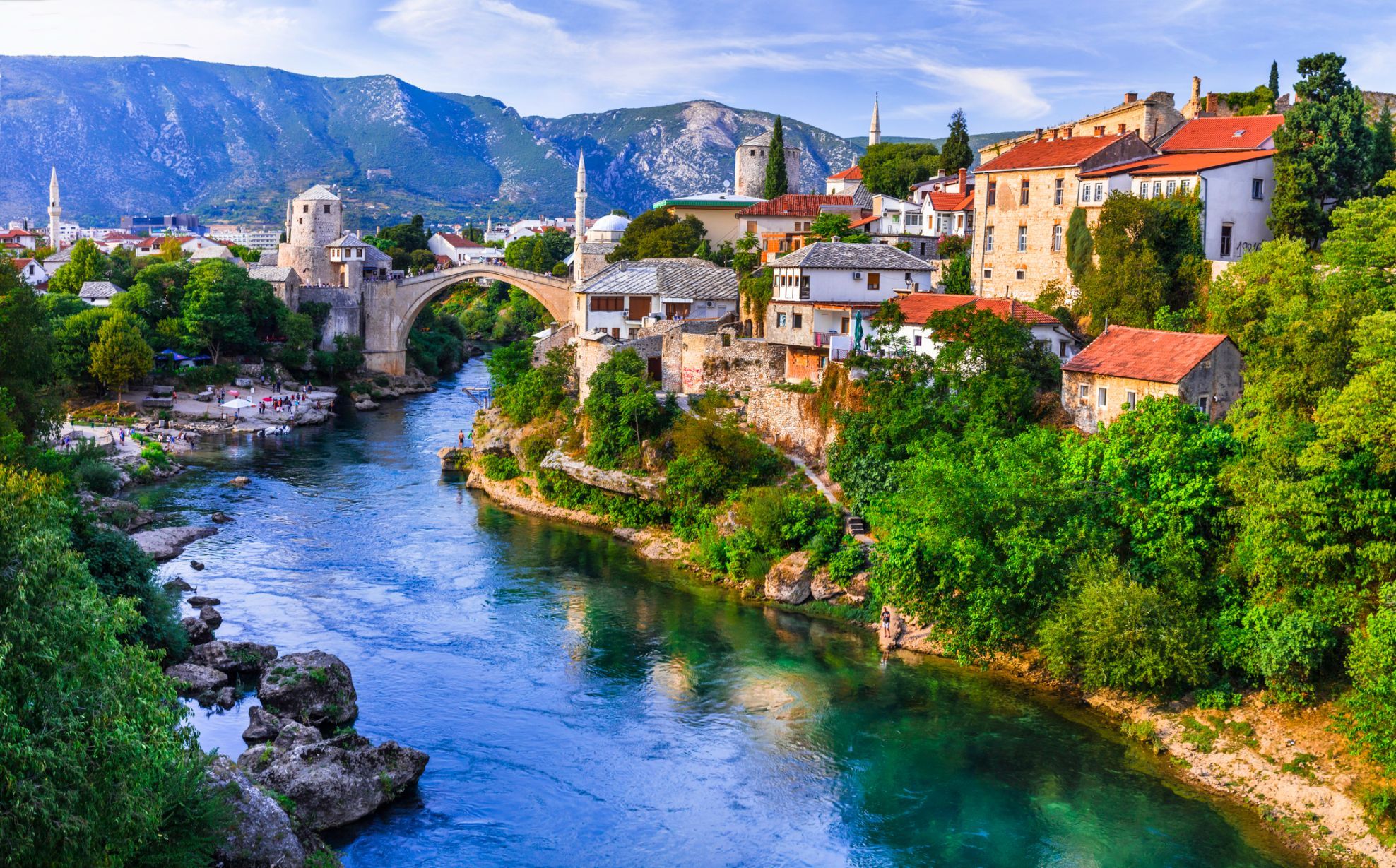 The Stari Most, crossing the Neretva River in beautiful Mostar