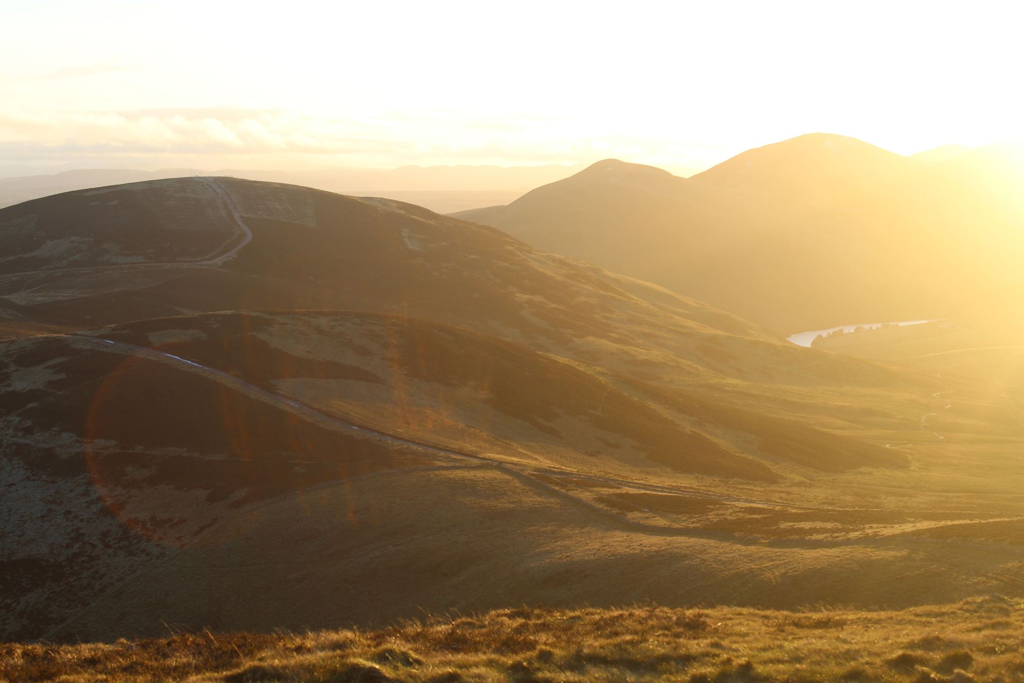 Golden hour in the Pentland Hills, pictured from the summit of Allermuir. Photo: Stuart Kenny