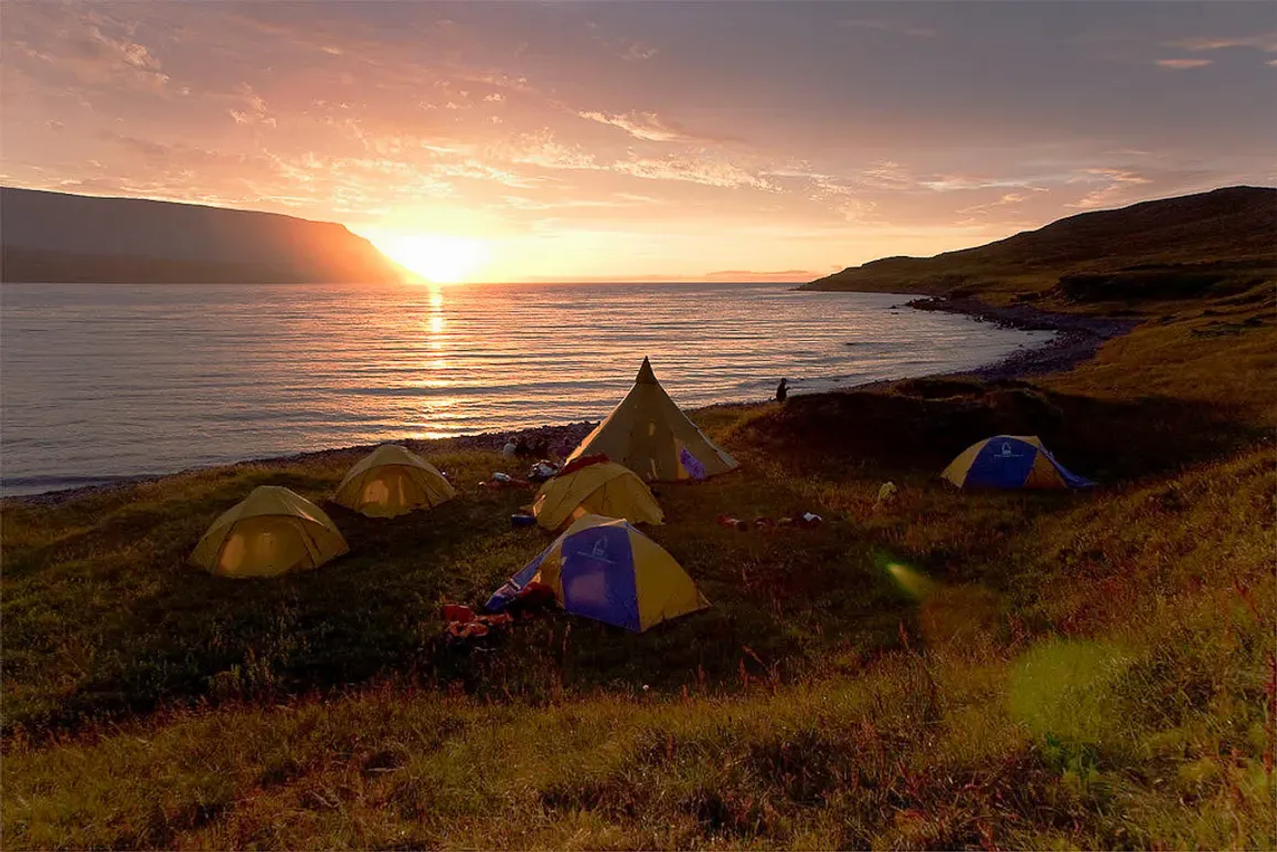 Tents in the midnight sun
