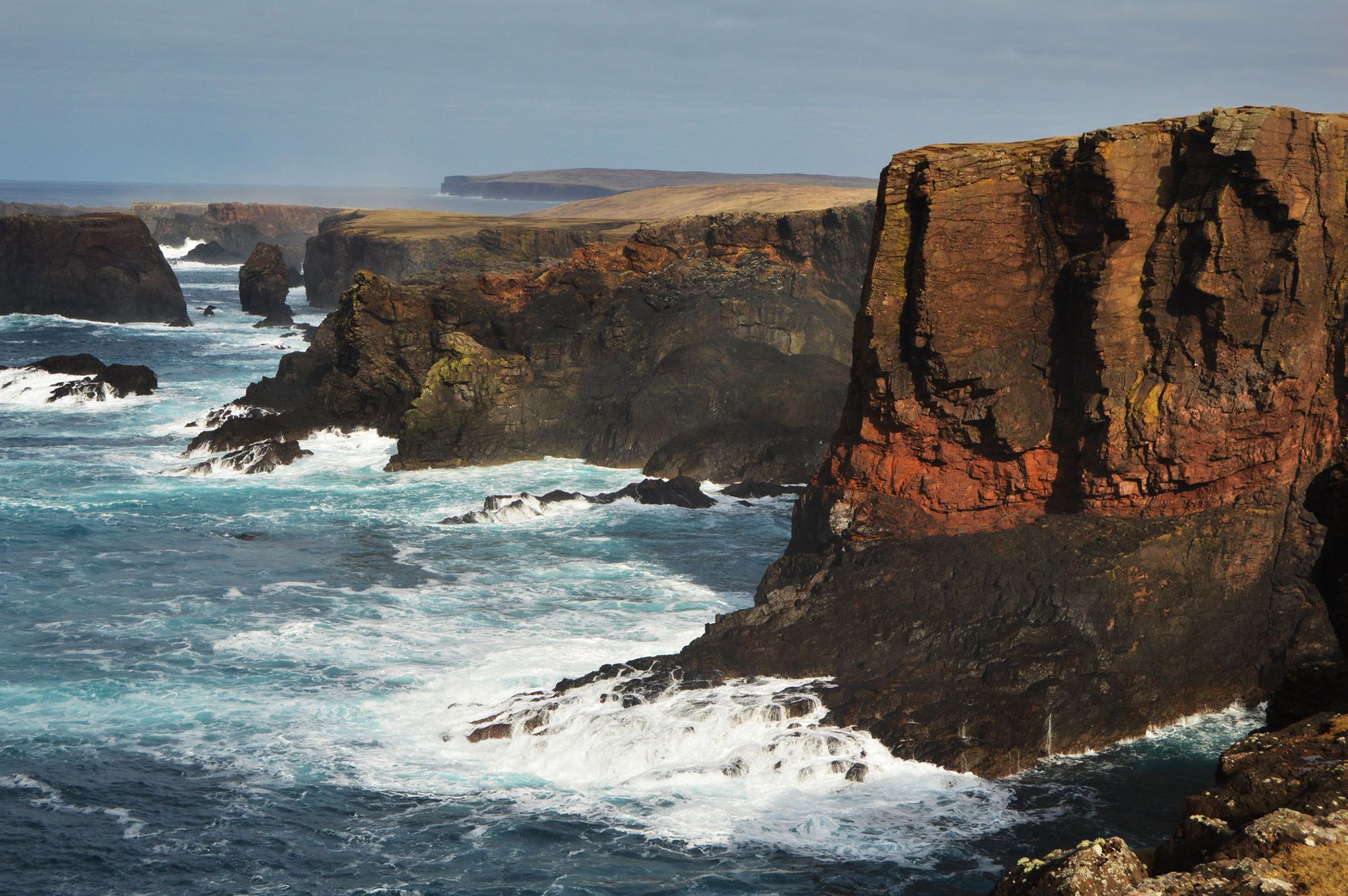 The rugged Eshaness cliffs, on the Shetland Islands.