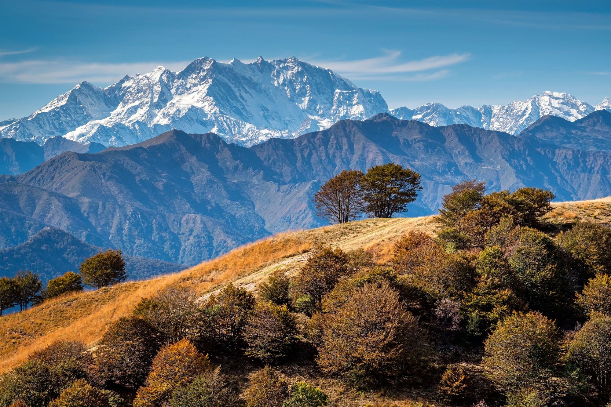 Monte Rosa, the mountains and glacier in Italy, on the borders with Switzerland.