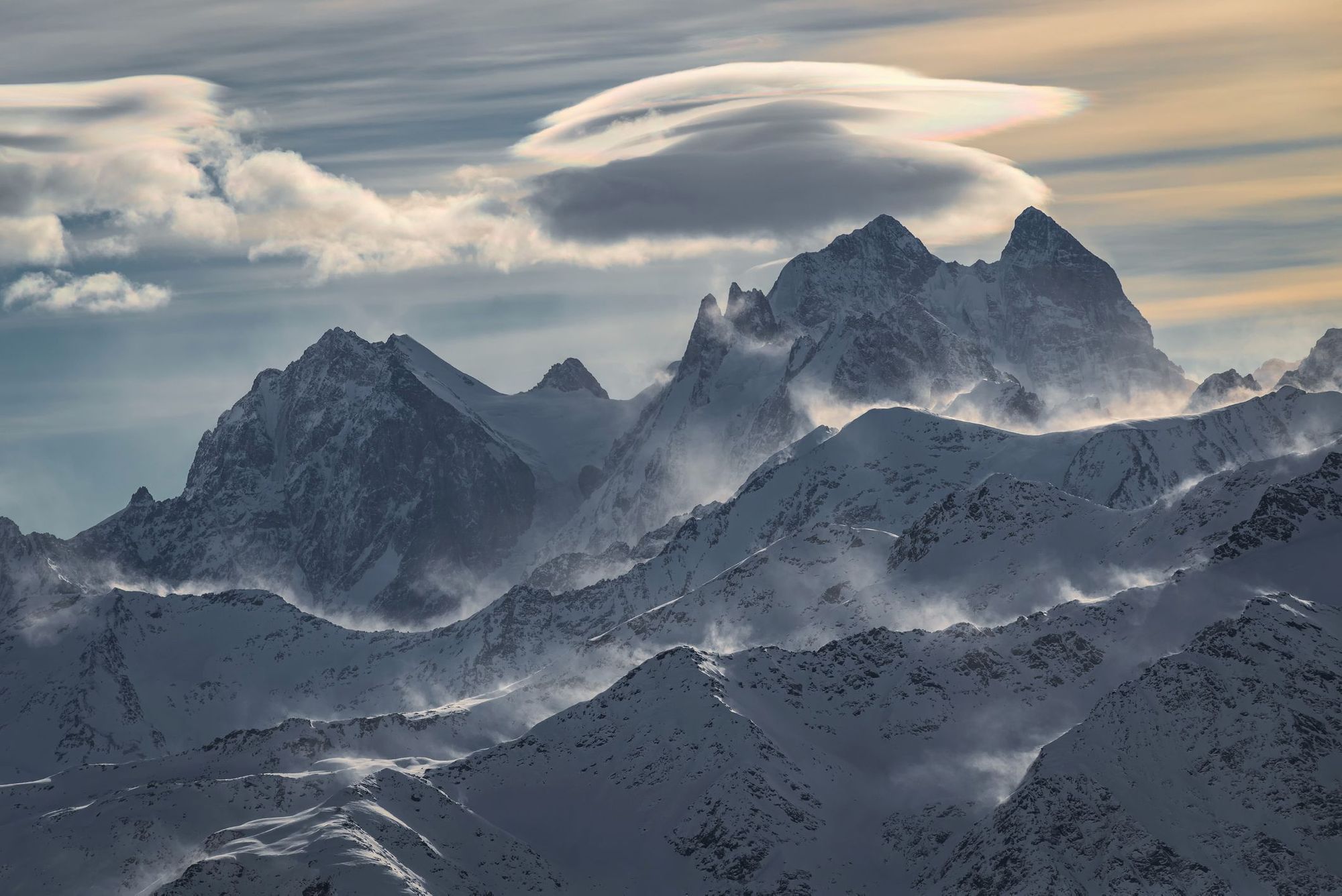 Mount Ushba in the Caucasus Mountain Range, Georgia