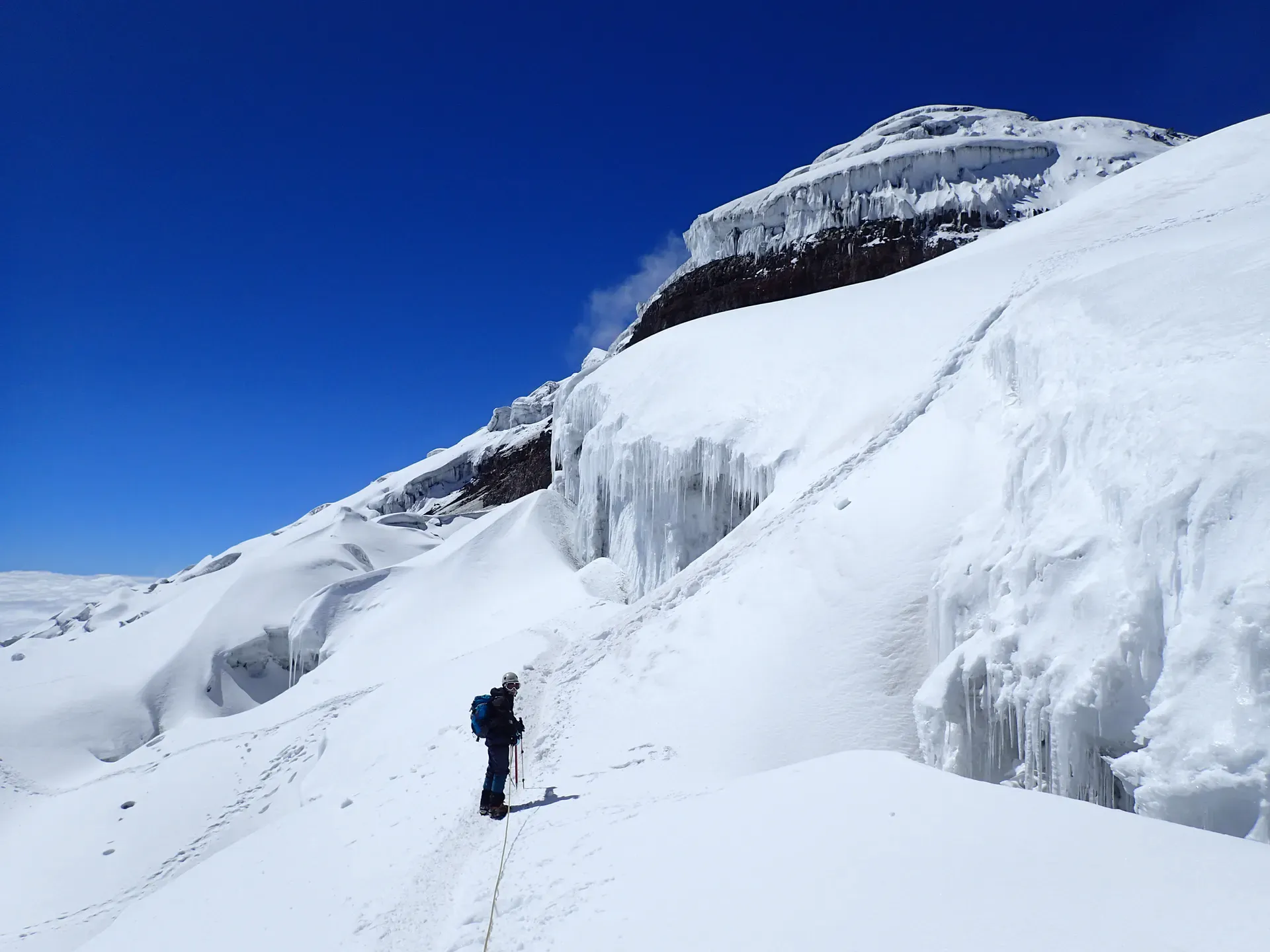 Not your traditional Andes view. Snow on the ground on the way up Cotopaxi. Photo: Getty