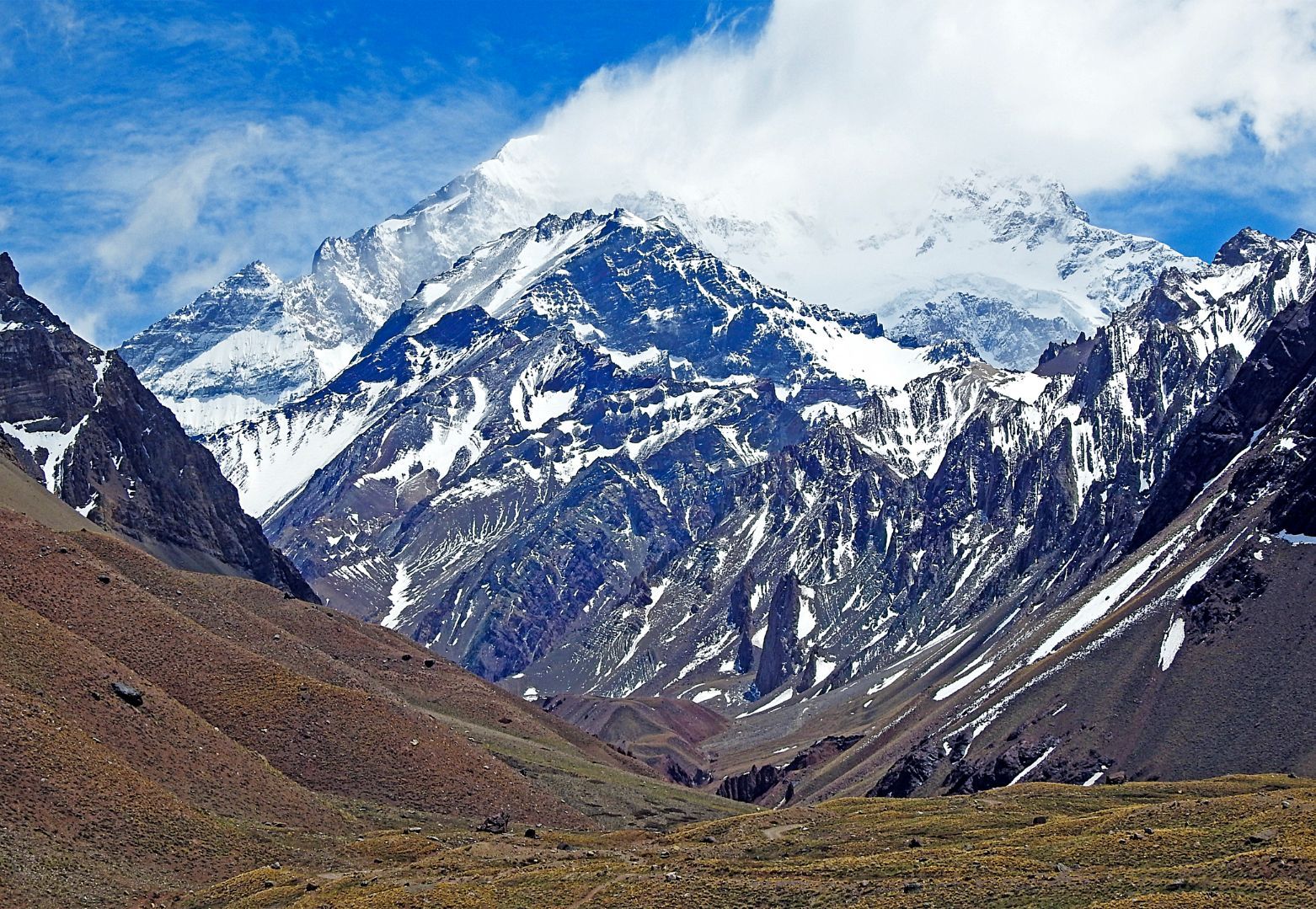 The Aconcagua is the highest mountain not in Asia, with an elevation of 6,962m