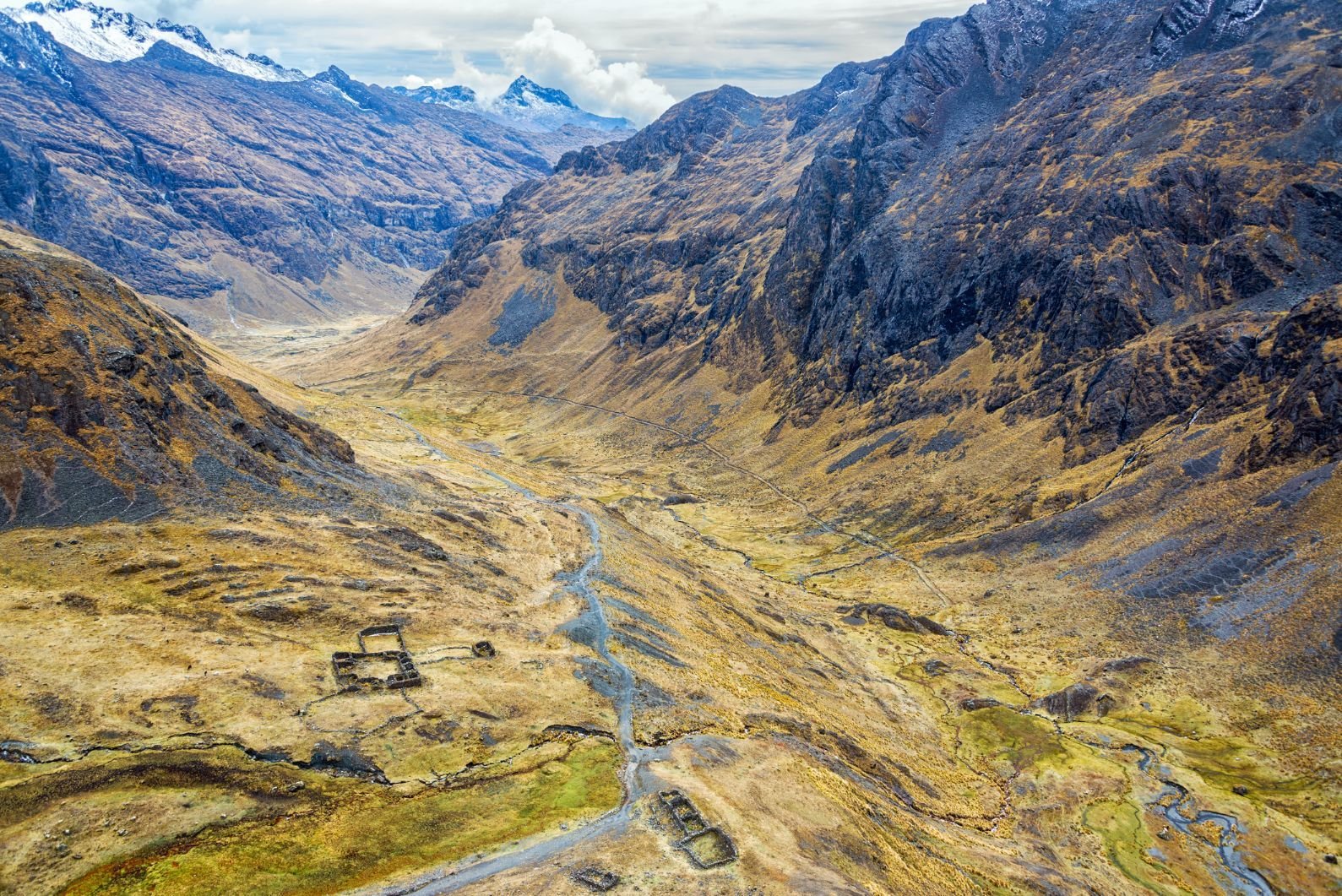 Looking down on Incan Ruins in a valley, seen from high up in the Andes mountains of the Cordillera Real near La Paz, Bolivia. Photo: Getty