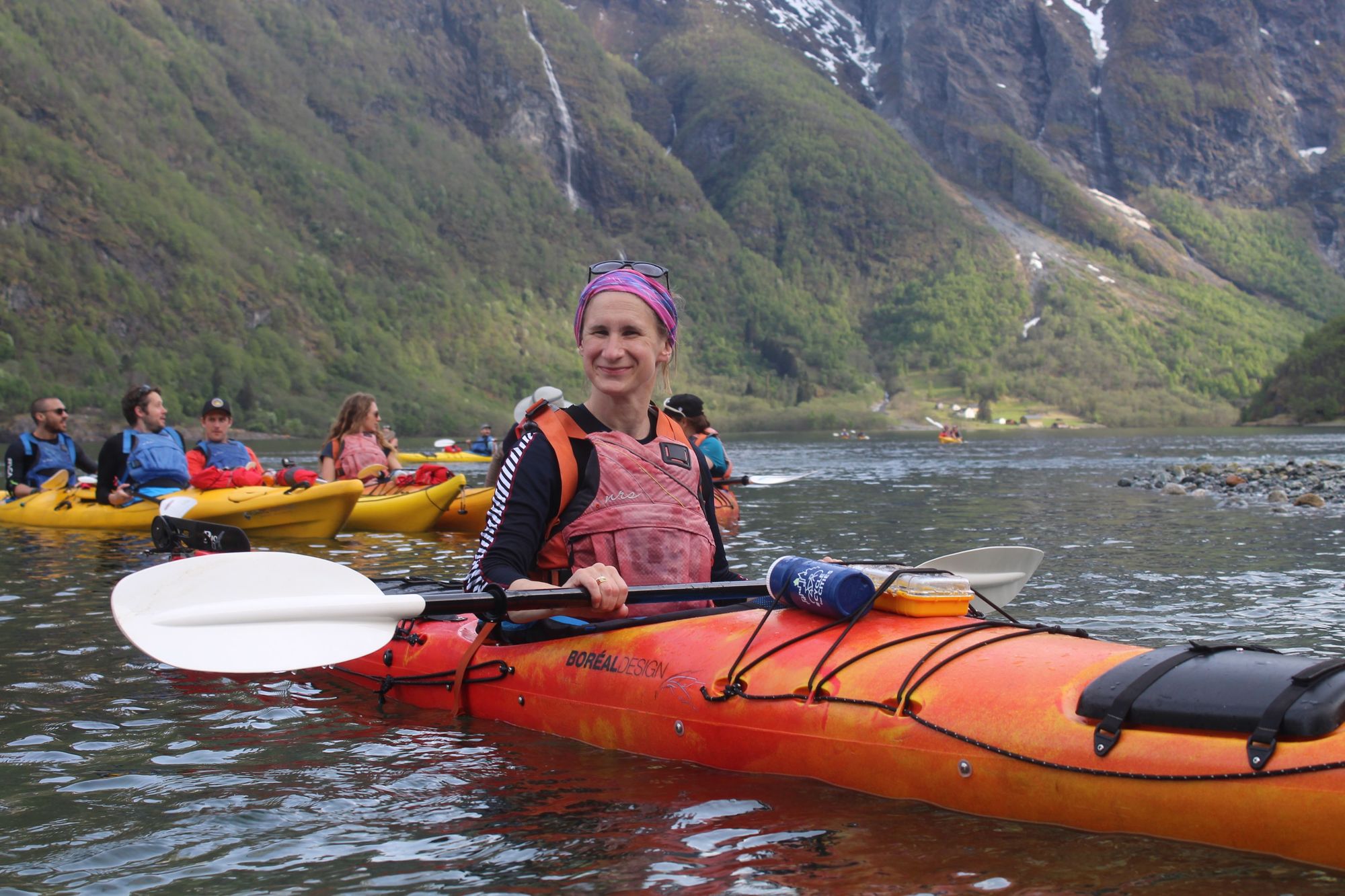 Much Better Adventure's own Rob paddling on the Nærøyfjord