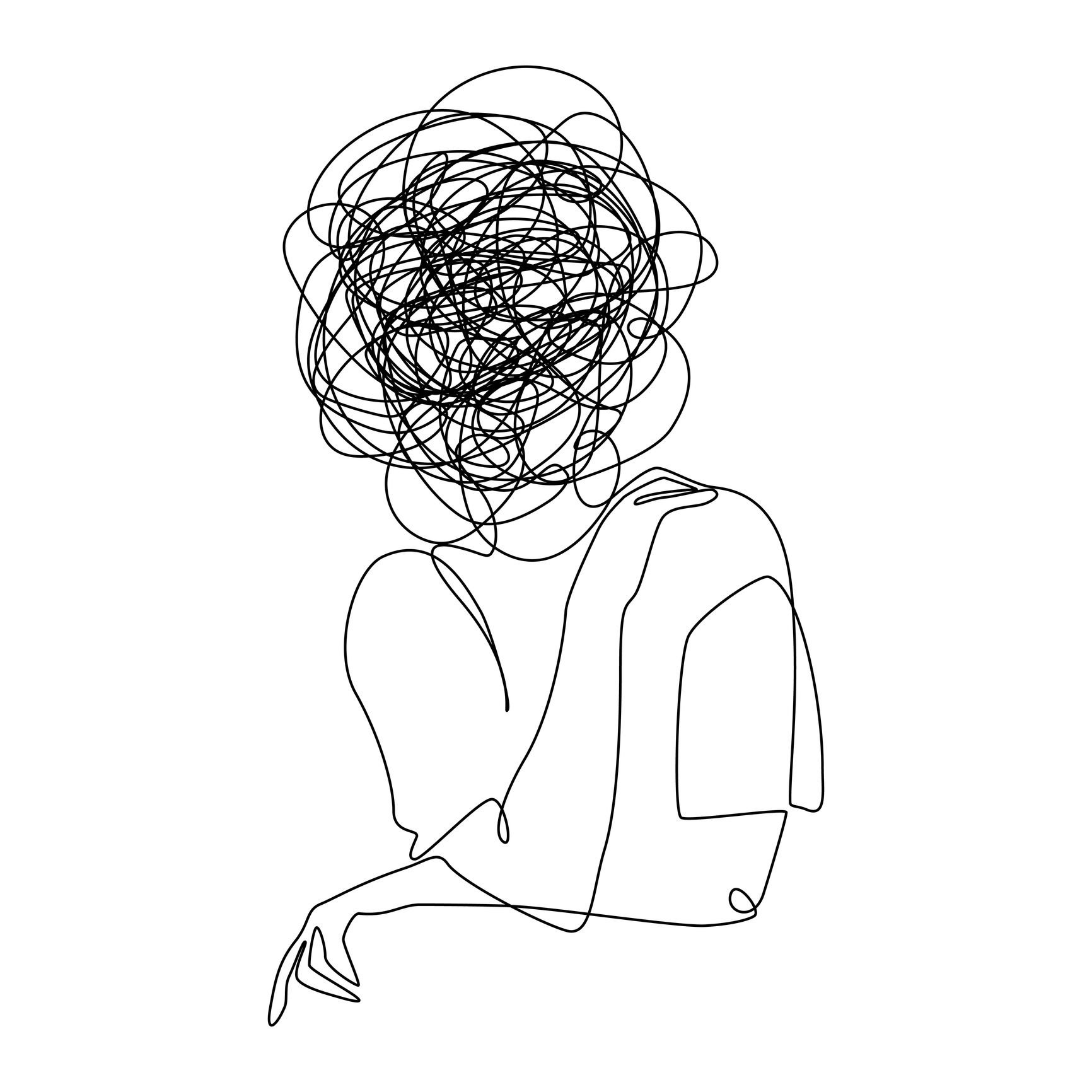 A doodle of someone with anxiety.