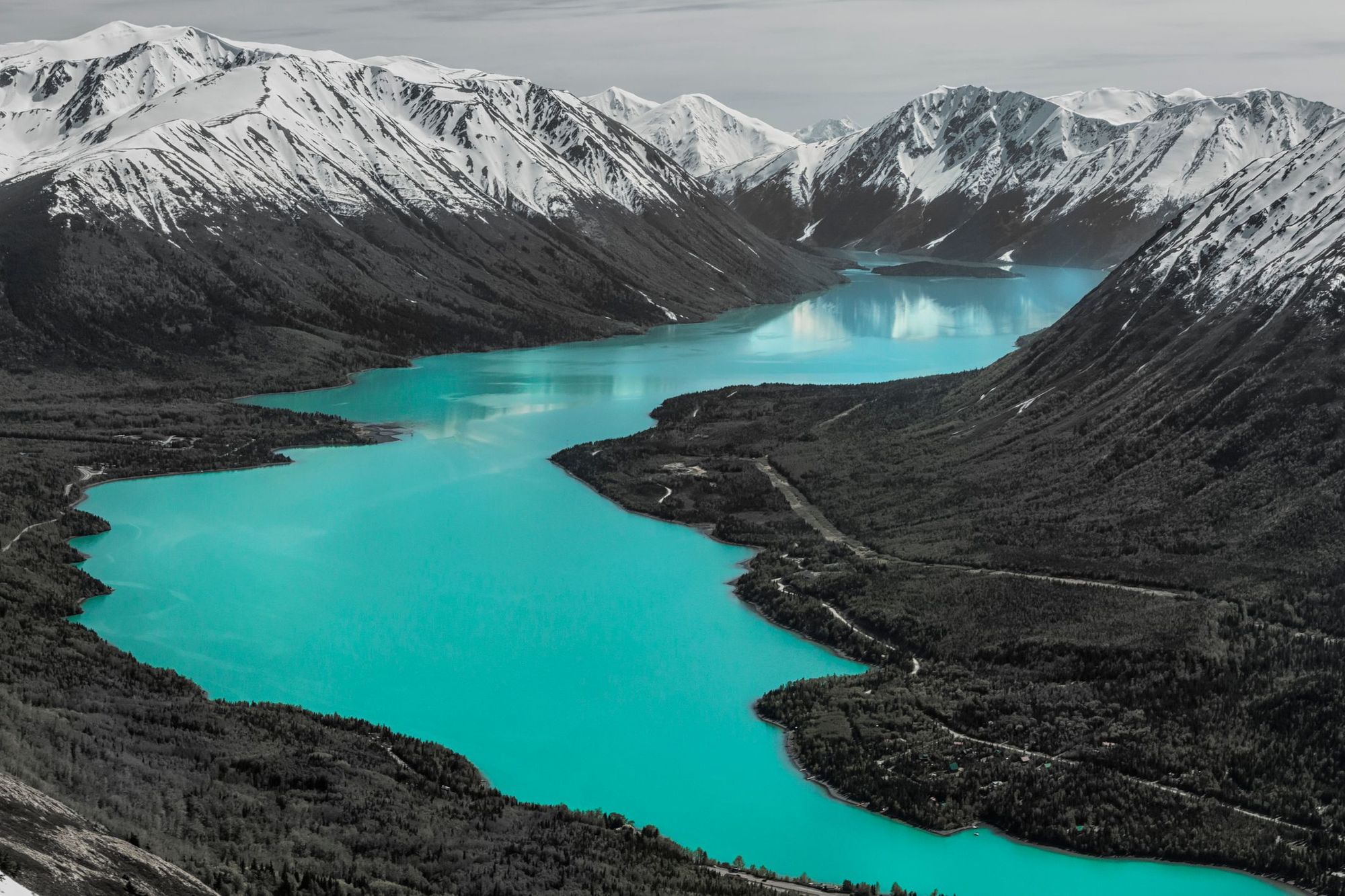 A view of Kenai Lake, Alaska, from Slaughter Ridge.