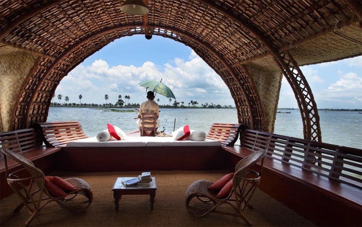 Inside a Keralan houseboat.