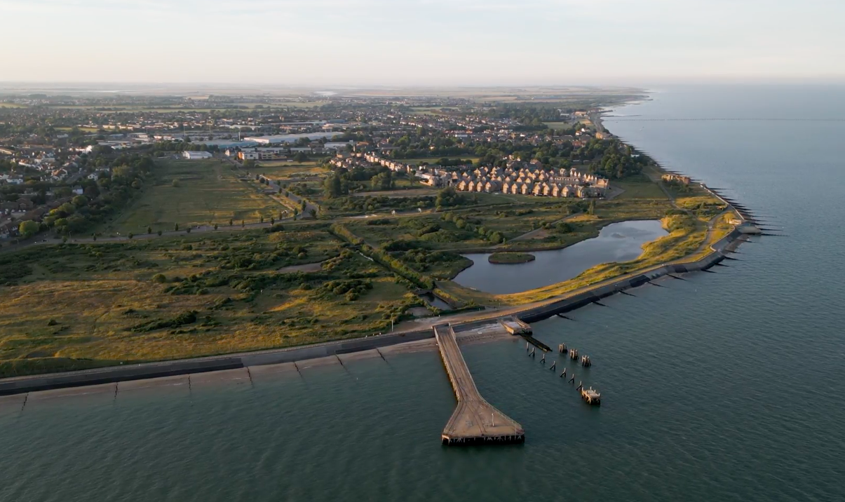An aerial view of the Essex coastline, explored on the new trail. Photo: Natural England