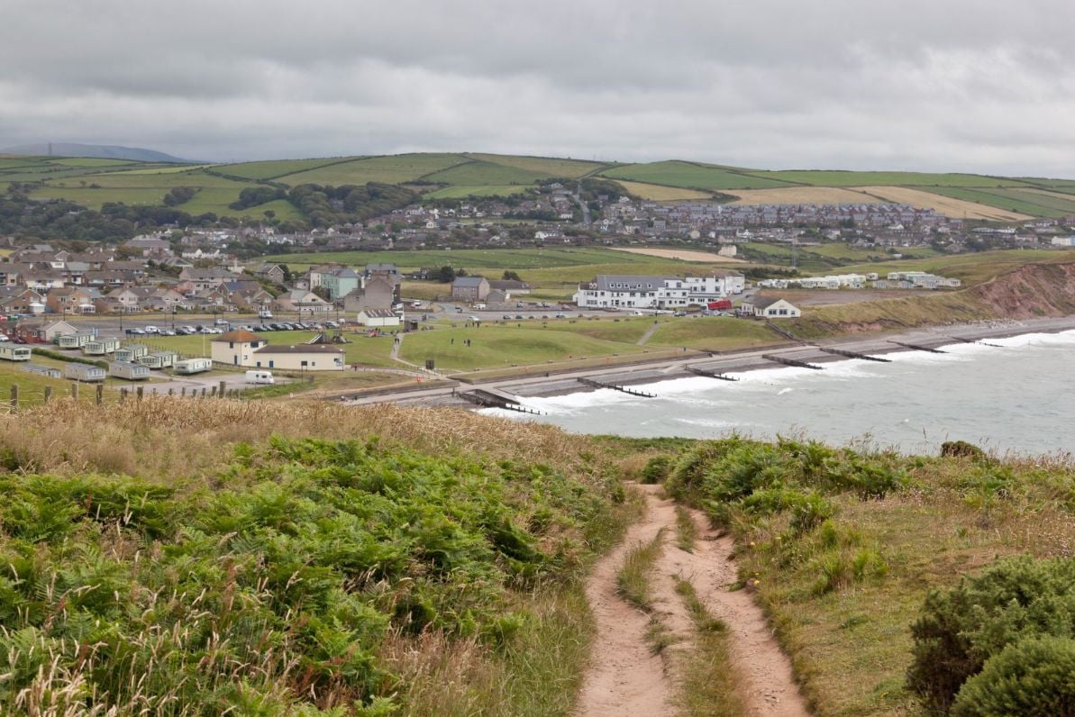 St Bees beach, viewed from St Bees head. This is the starting point for the coast to coast trail.