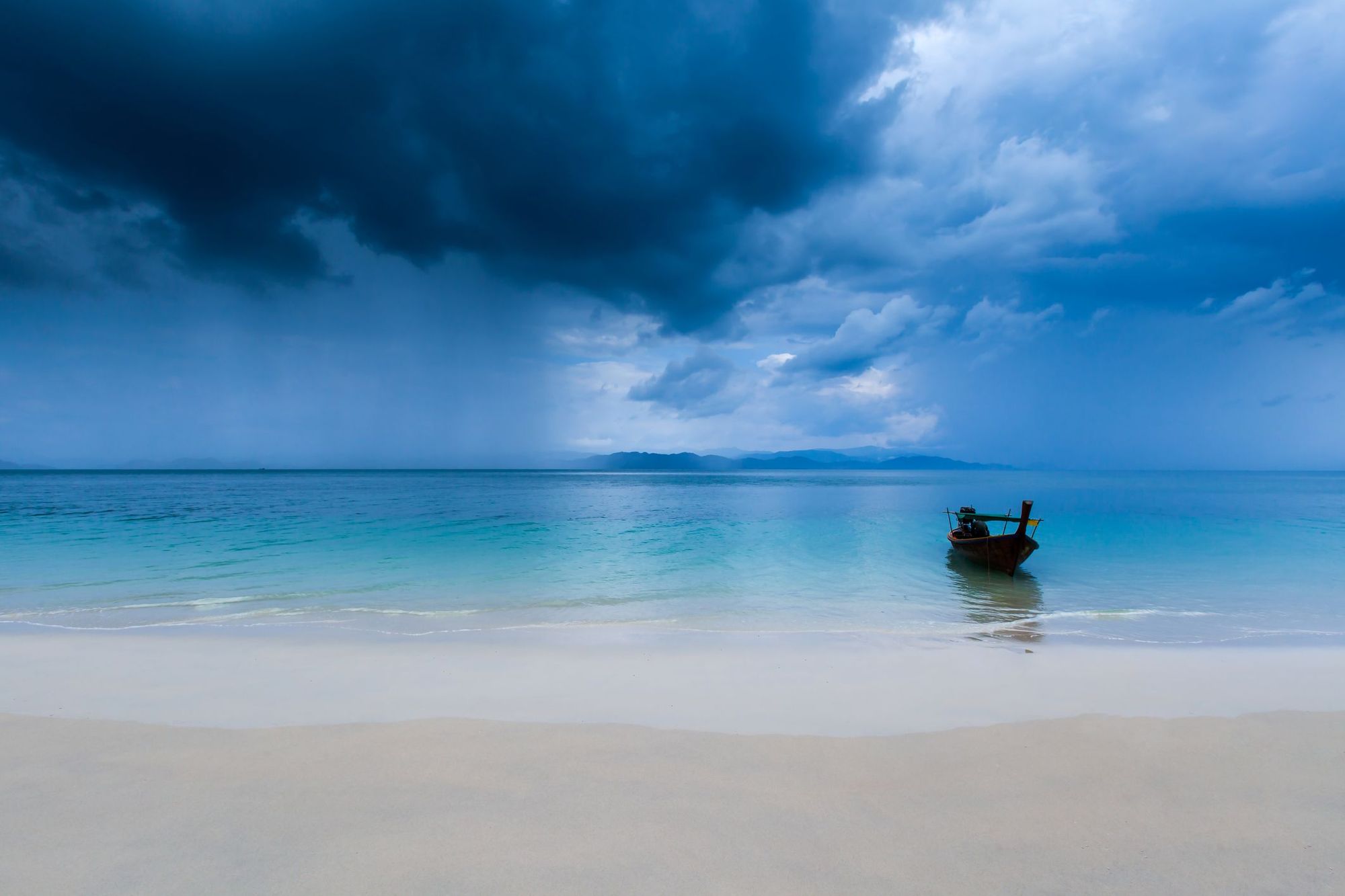 A beach in south Thailand during monsoon season.