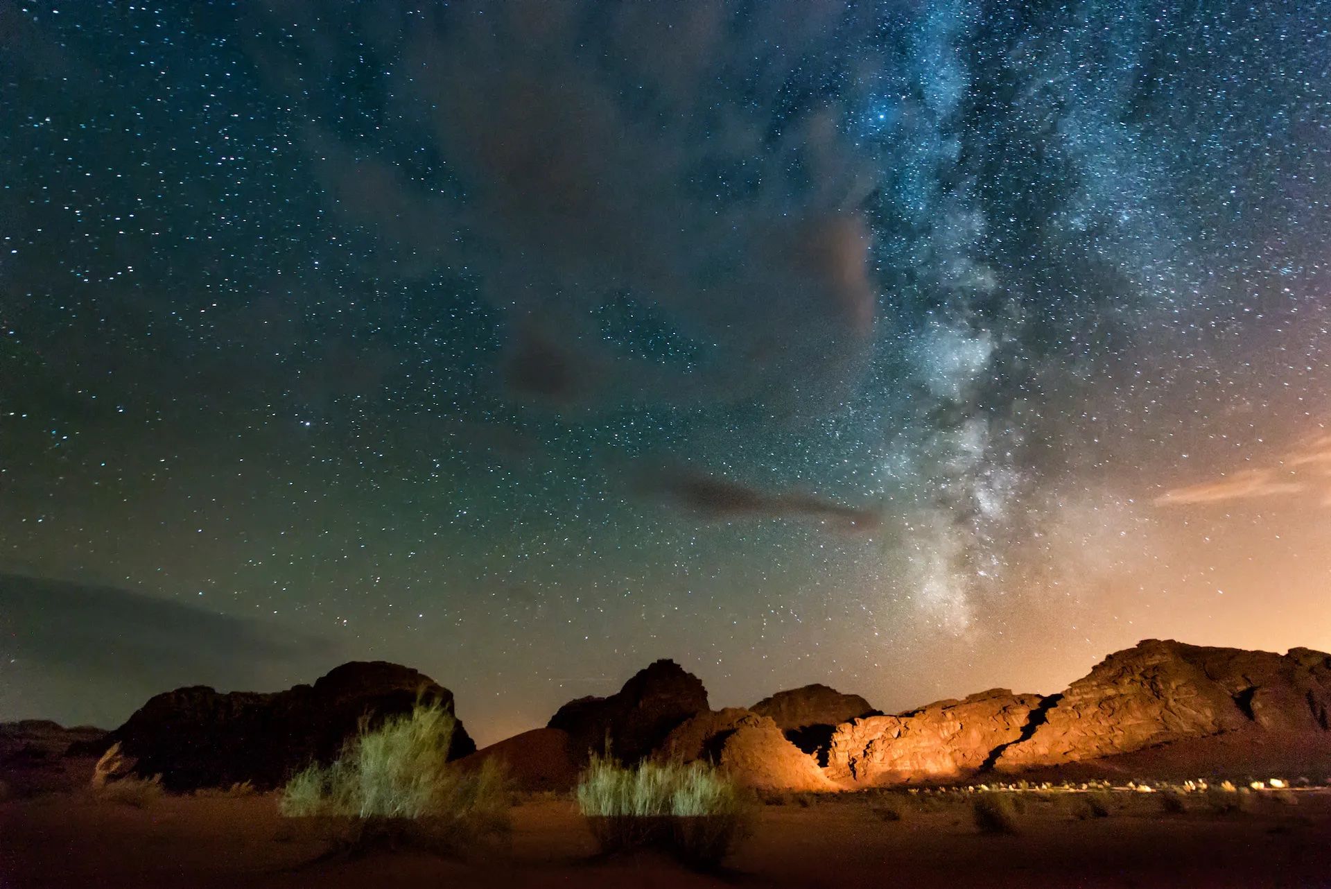 Milky way above red Wadi Rum desert in Jordan. Photo: Getty