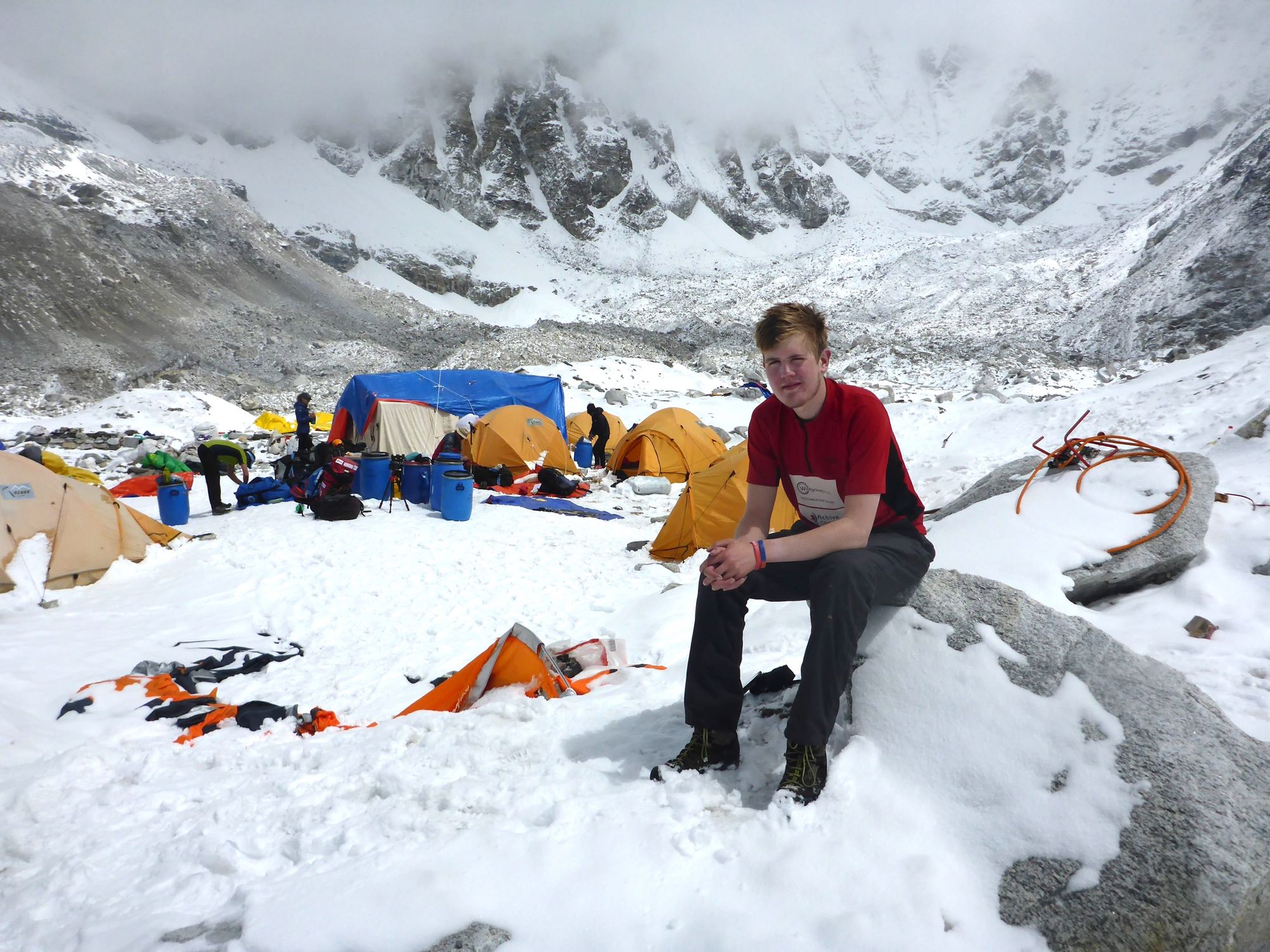 Alex Staniforth at Evrest Base Camp after the avalanche and earthquake in 2015. Photo: Alex Staniforth