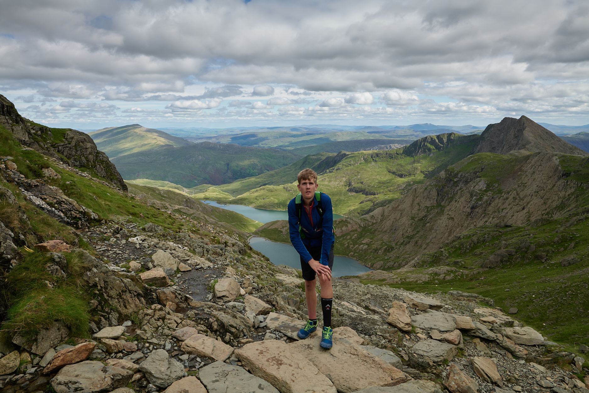 Alex Staniforth on a climb up Snowdon, the highest mountain in Wales. Credit: Jonathan Davies