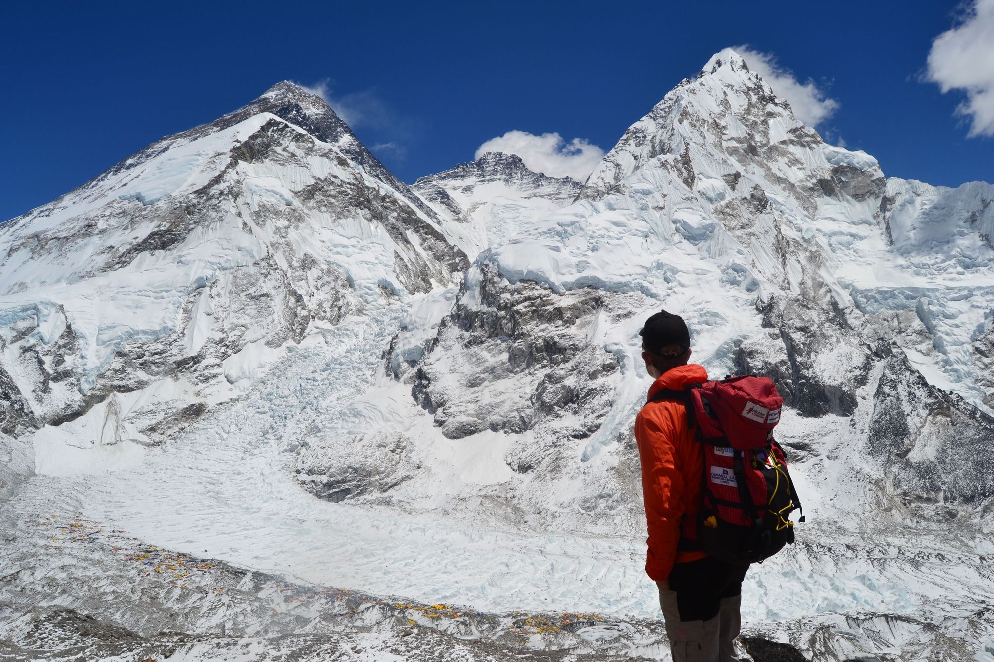 Alex Staniforth at the foot of Mount Everest. Photo: Alex Staniforth