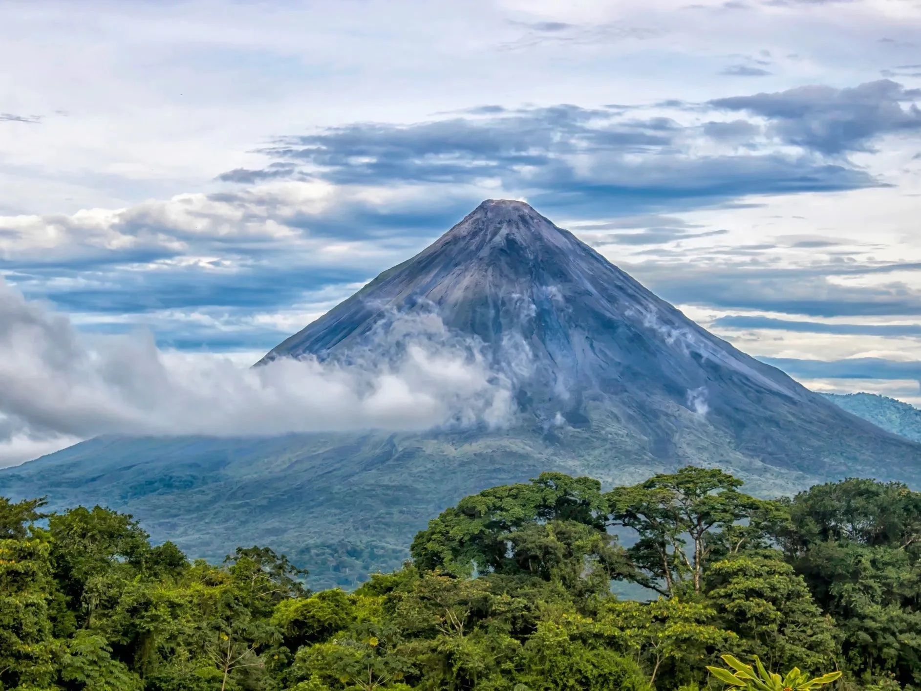 A view of Mount Arenal from the Arenal 1968 hiking trail, in Costa Rica.