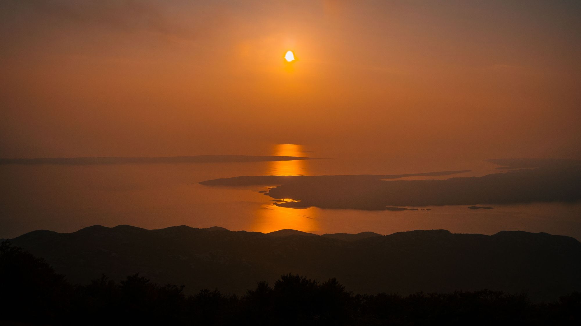 A stunning sunset over the Adriatic Sea in Croatia.