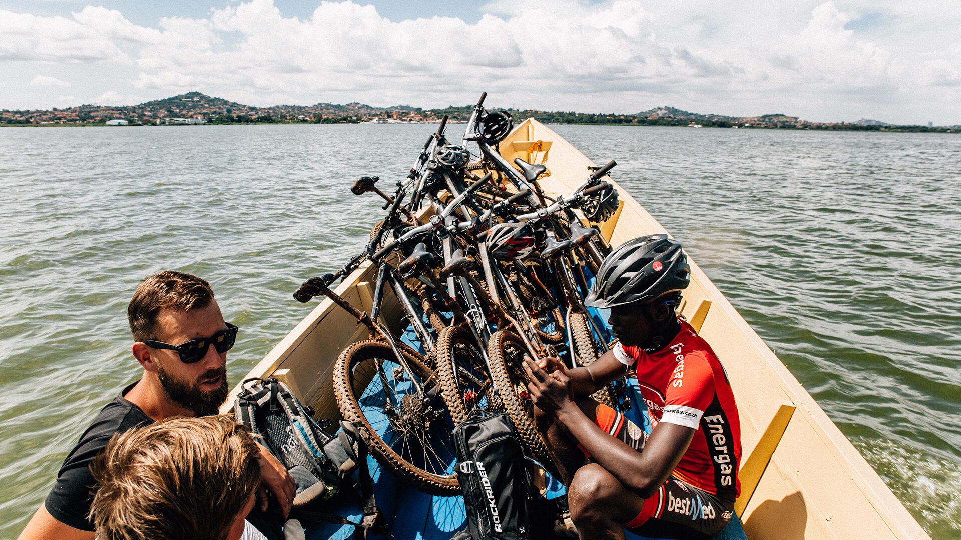 Bikes are ferried across to Kalangala, the largest of the Ssese Islands, which are in the middle of Lake Victoria. Photo: Red Dirt Uganda