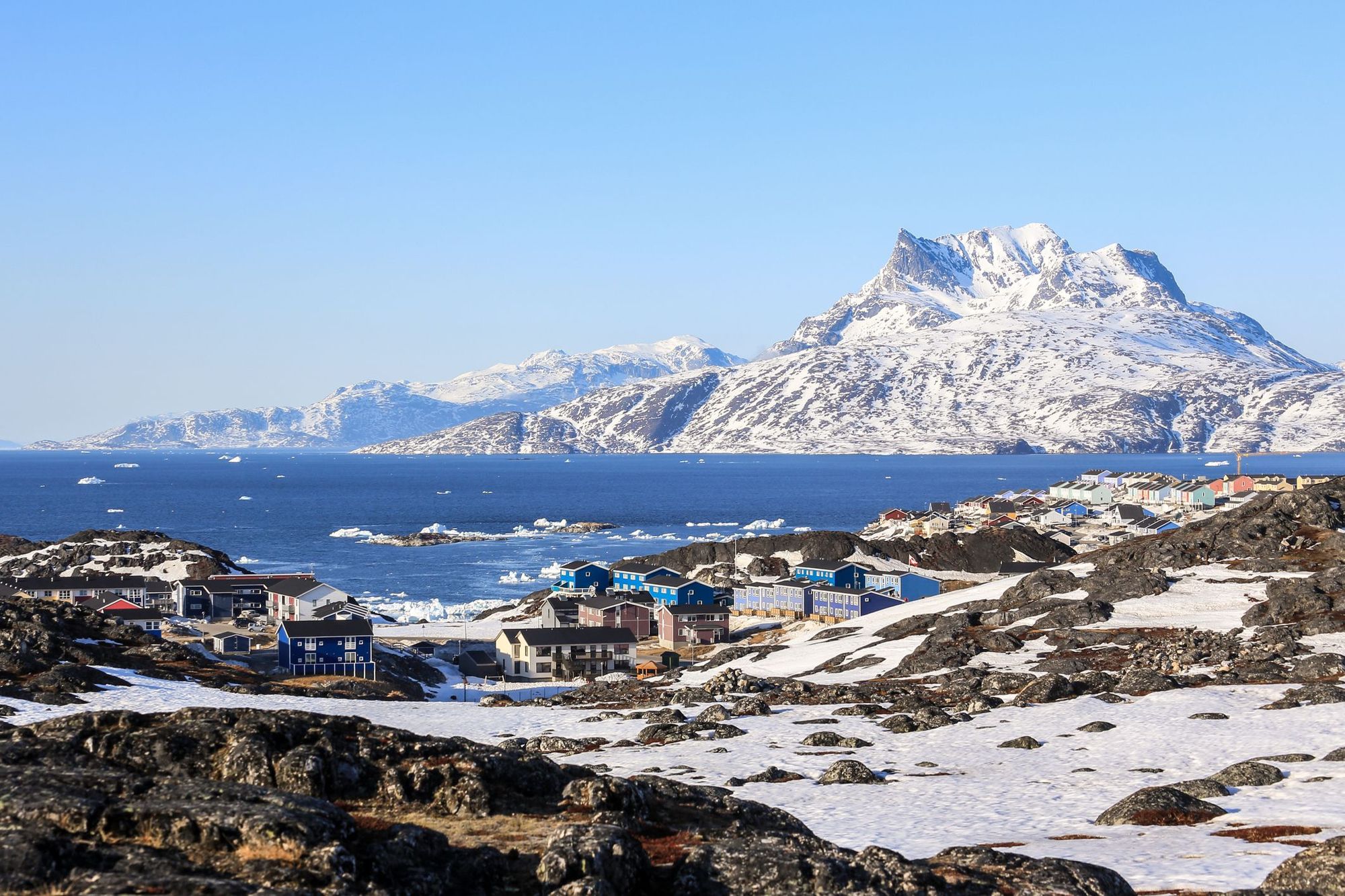 Nuuk, Greenland, in the snow.