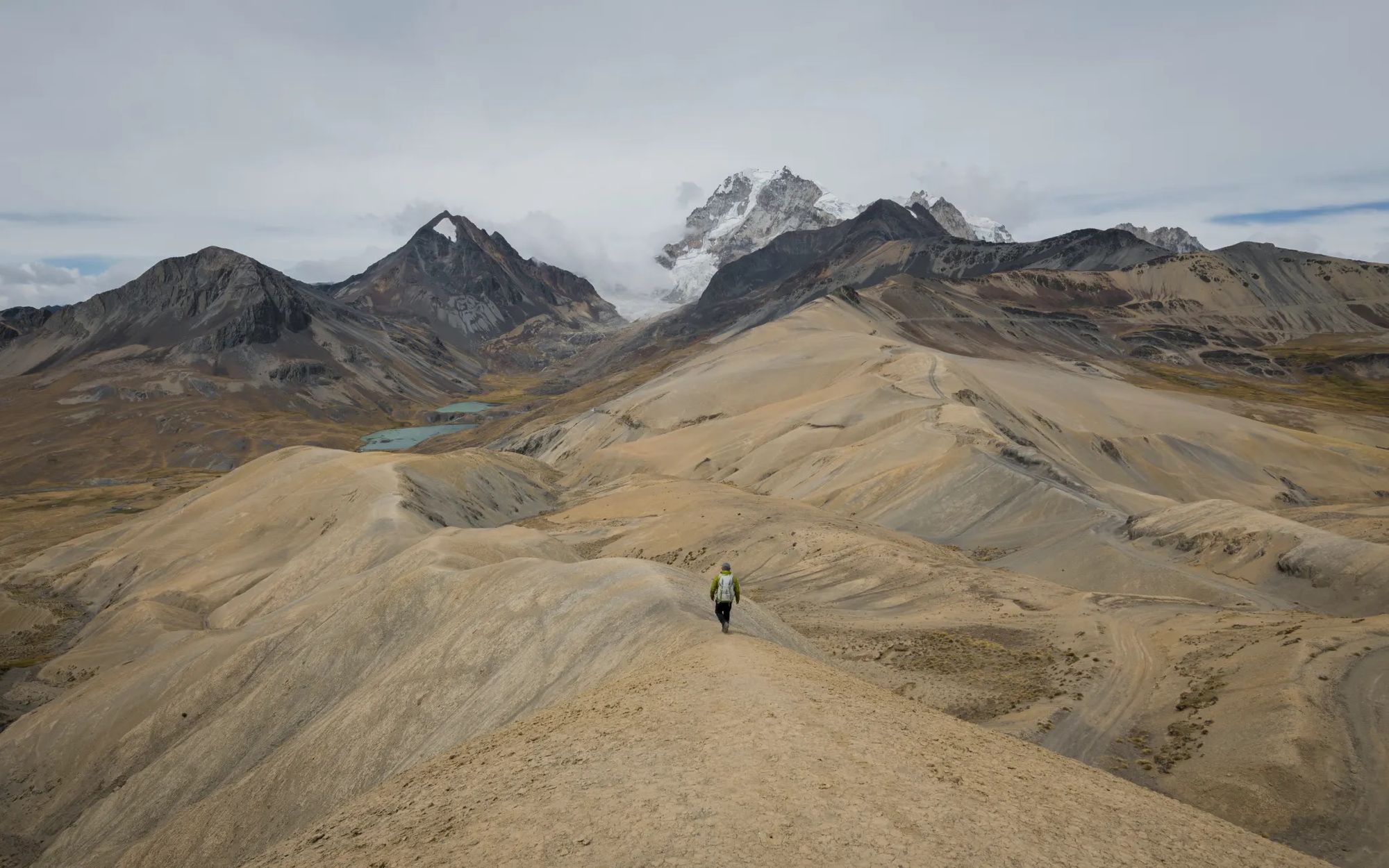 A hiker crossing the Andes in Bolivia