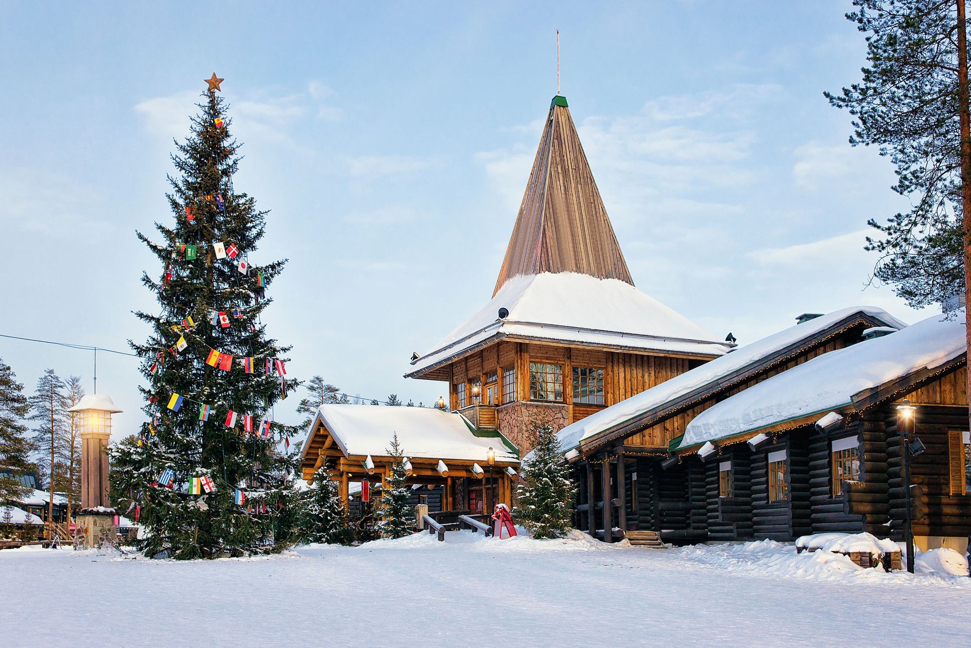 Santa Claus Office in Santa Claus Village in Finnish Lapland, on the Arctic Circle in winter. Photo: Getty