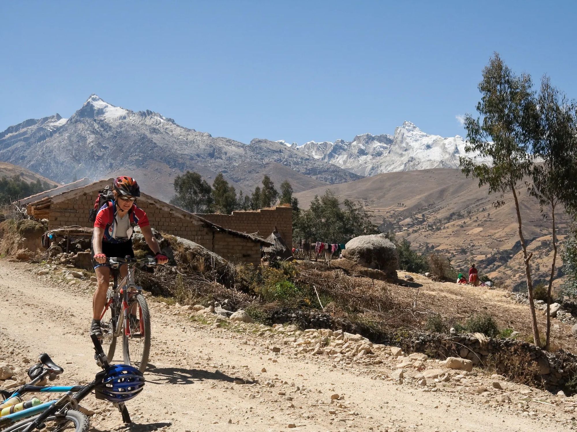 A cyclist on a mountain road in the Andes.