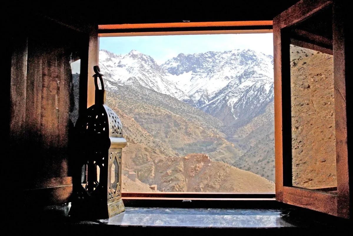 A view from the window of Azzaden Trekking Lodge in Morocco's Atlas Mountains