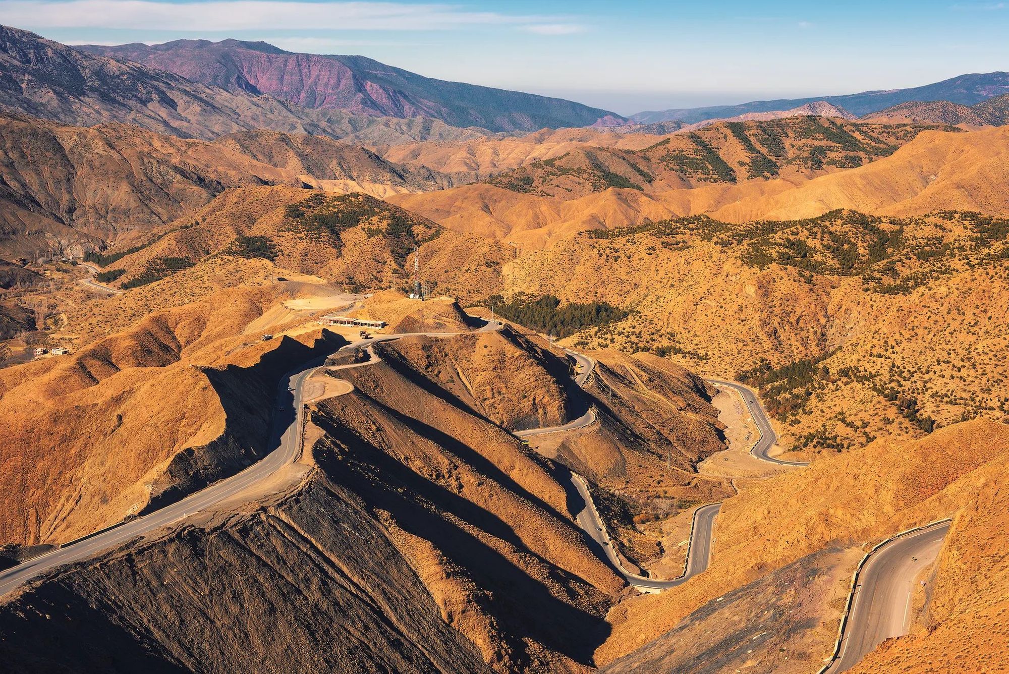 A winding road in Morocco's Dades Valley, part of the Atlas Mountains.