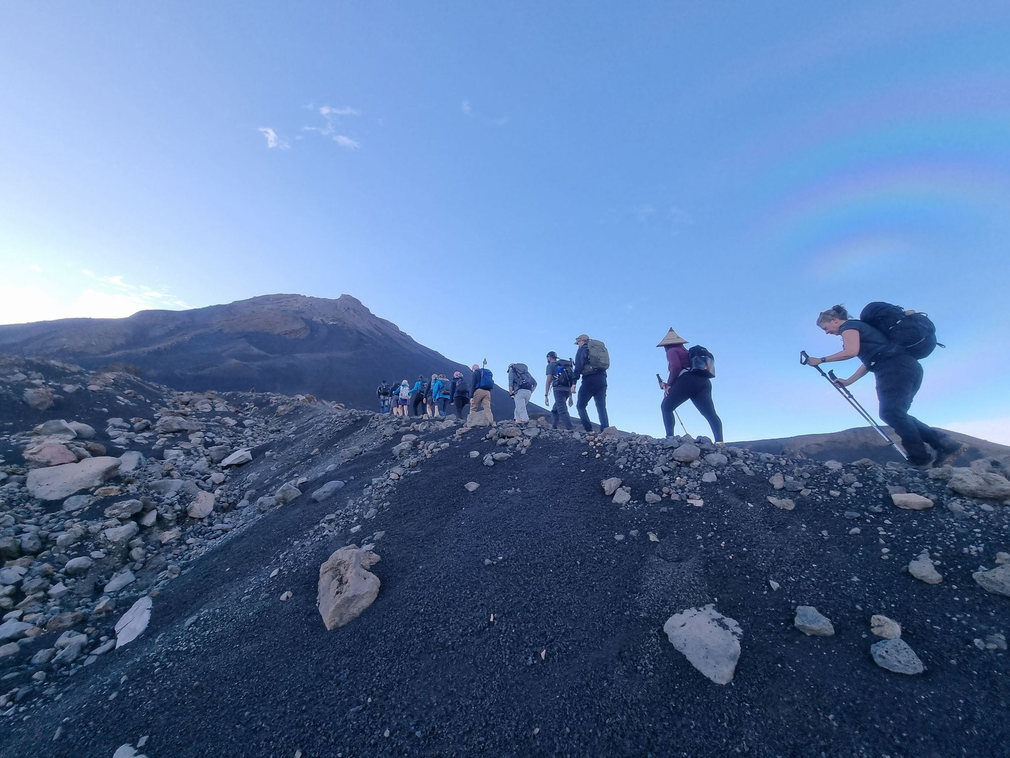 Hikers heading to the summit of Pico do Fogo, Cape Verde