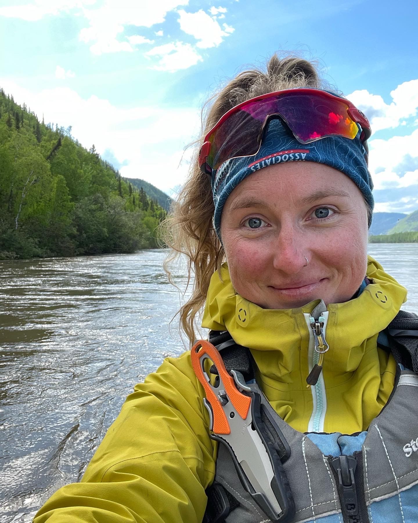 A female paddler on the Yukon River