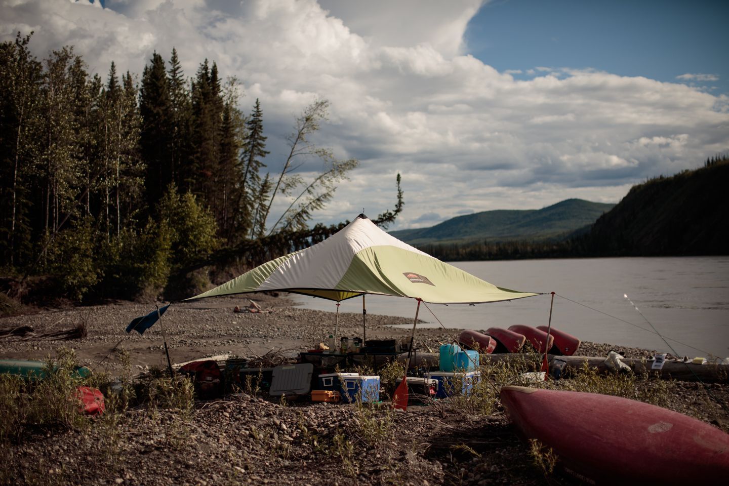 A campsite on the banks of the Yukon River, Canada