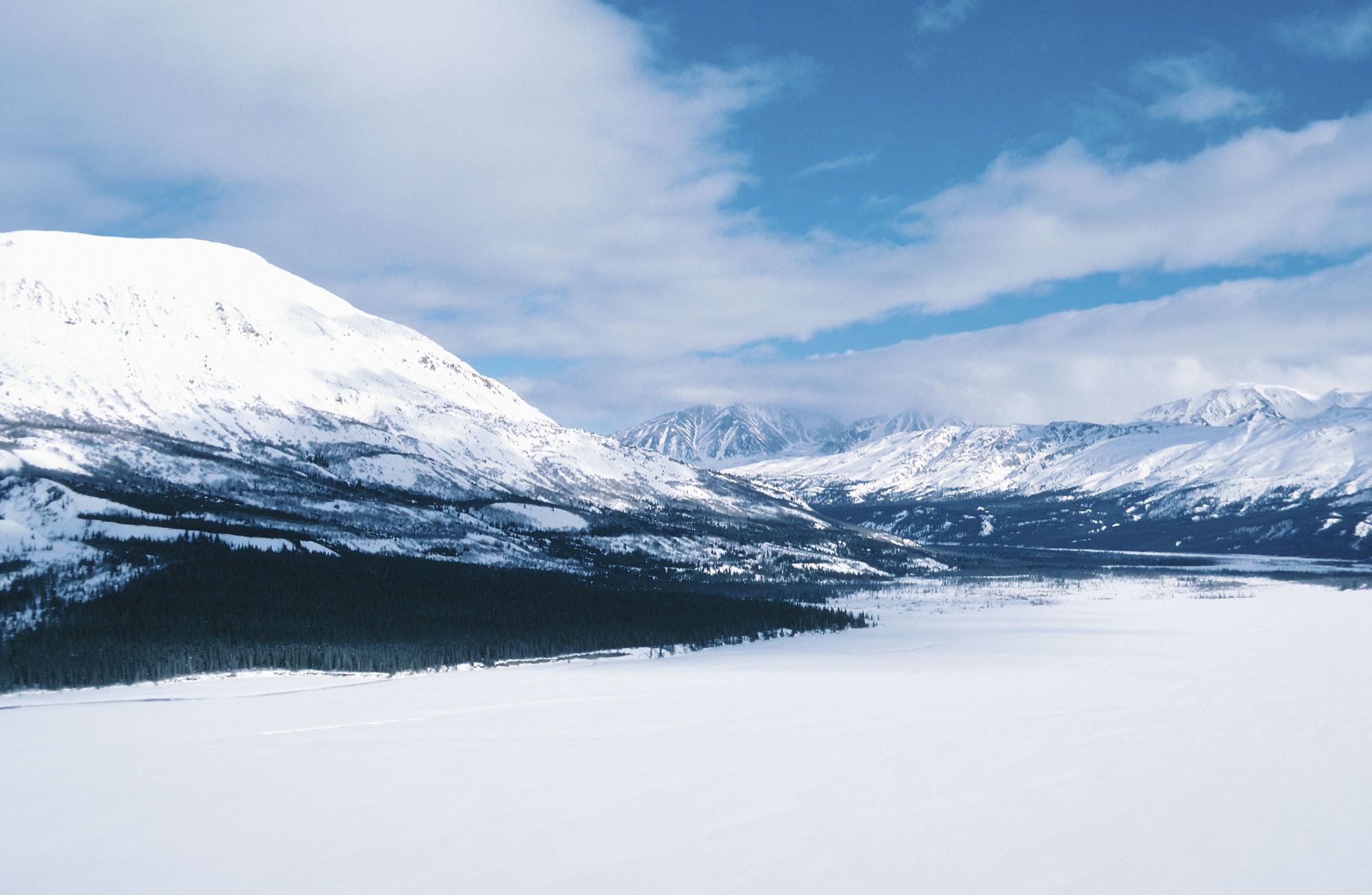 A frozen river in the Yukon, Canada.