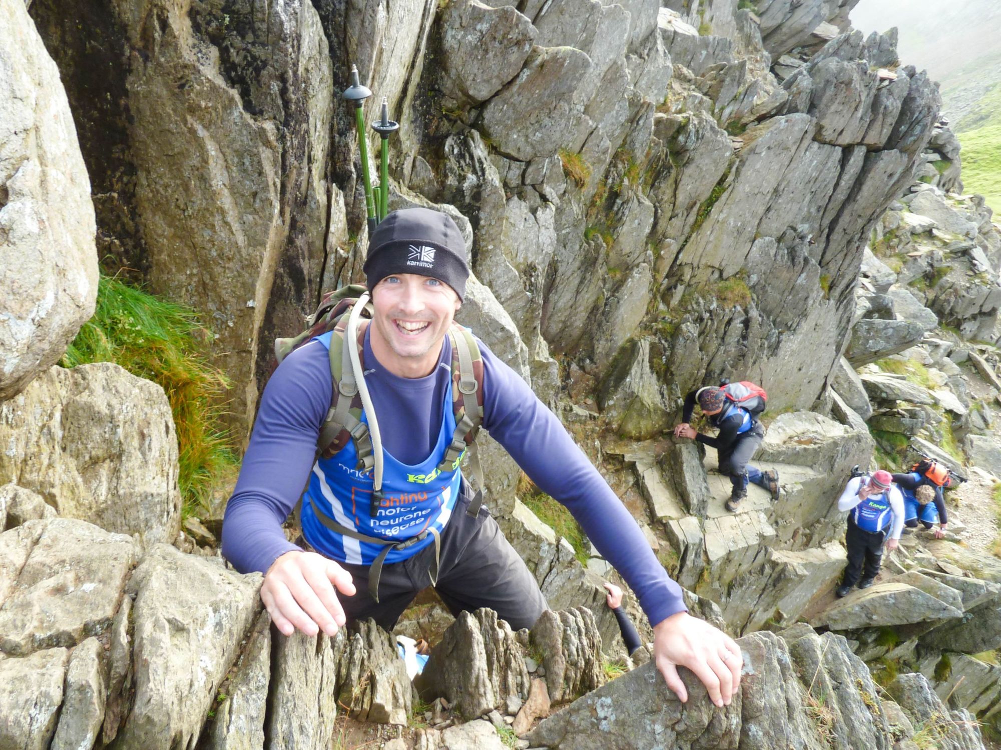 A group scrambling in Snowdonia National Park, Wales.