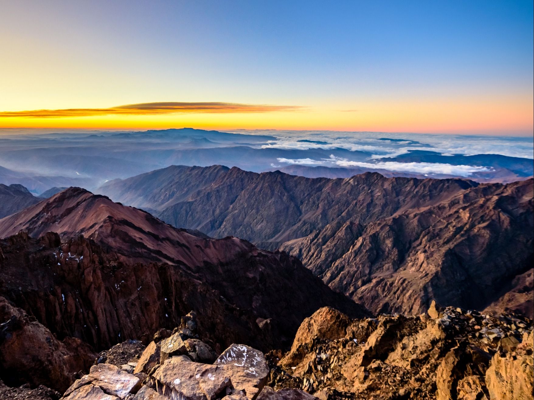 Sunrise views from Mount Toubkal, in Morocco