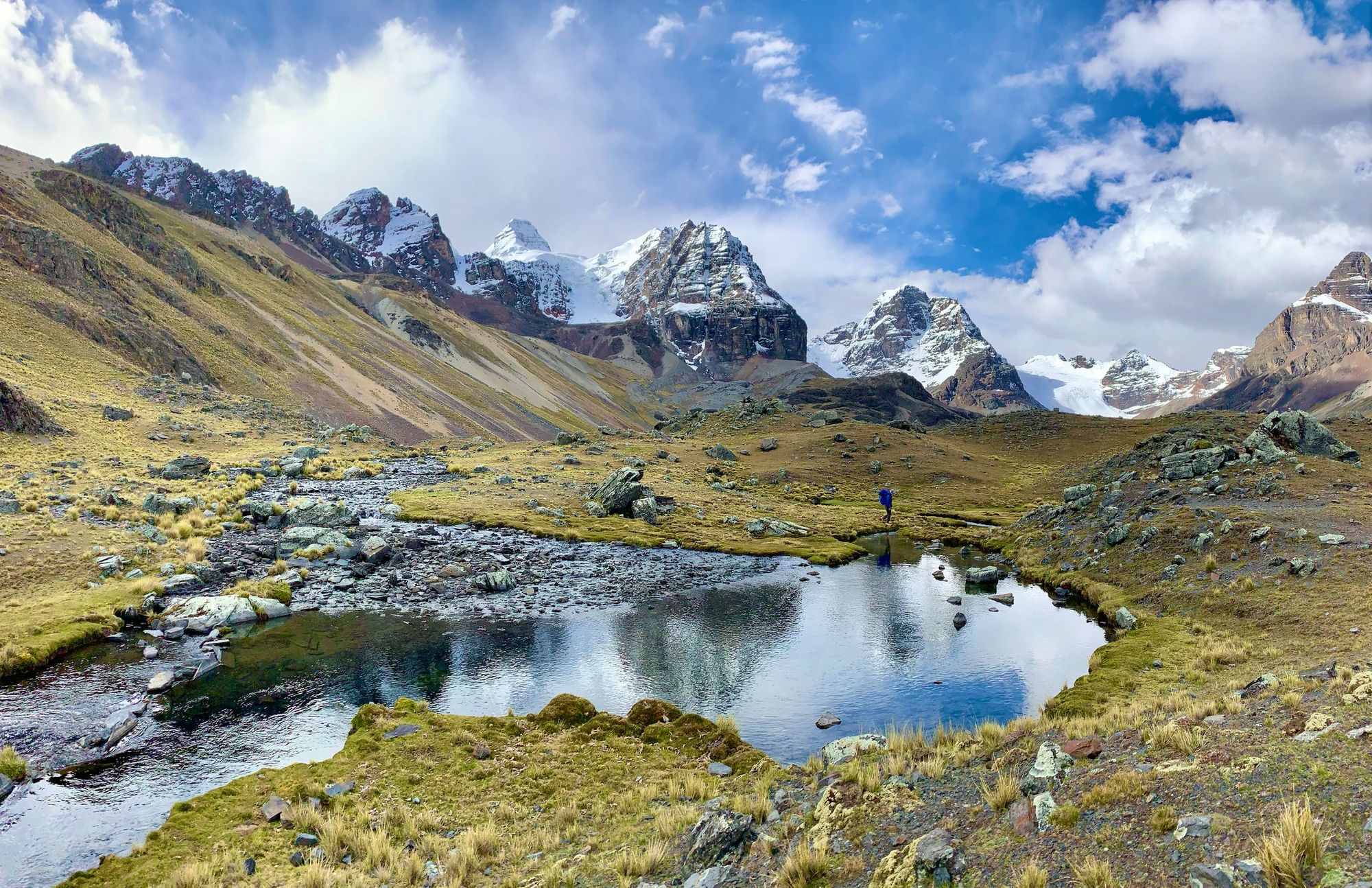 A glacial lake and mountains in Bolivia's Cordillera Real