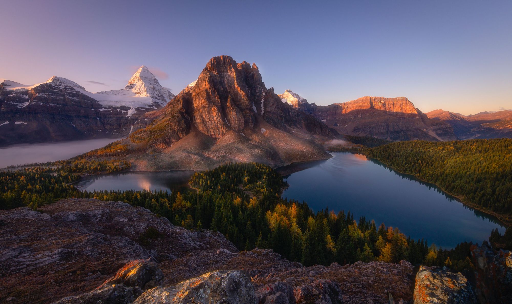 The landscape of Mount Assiniboine, the queen of Canadian Rockies, British Columbia, Canada, viewed from Nub peak. Photo: Getty