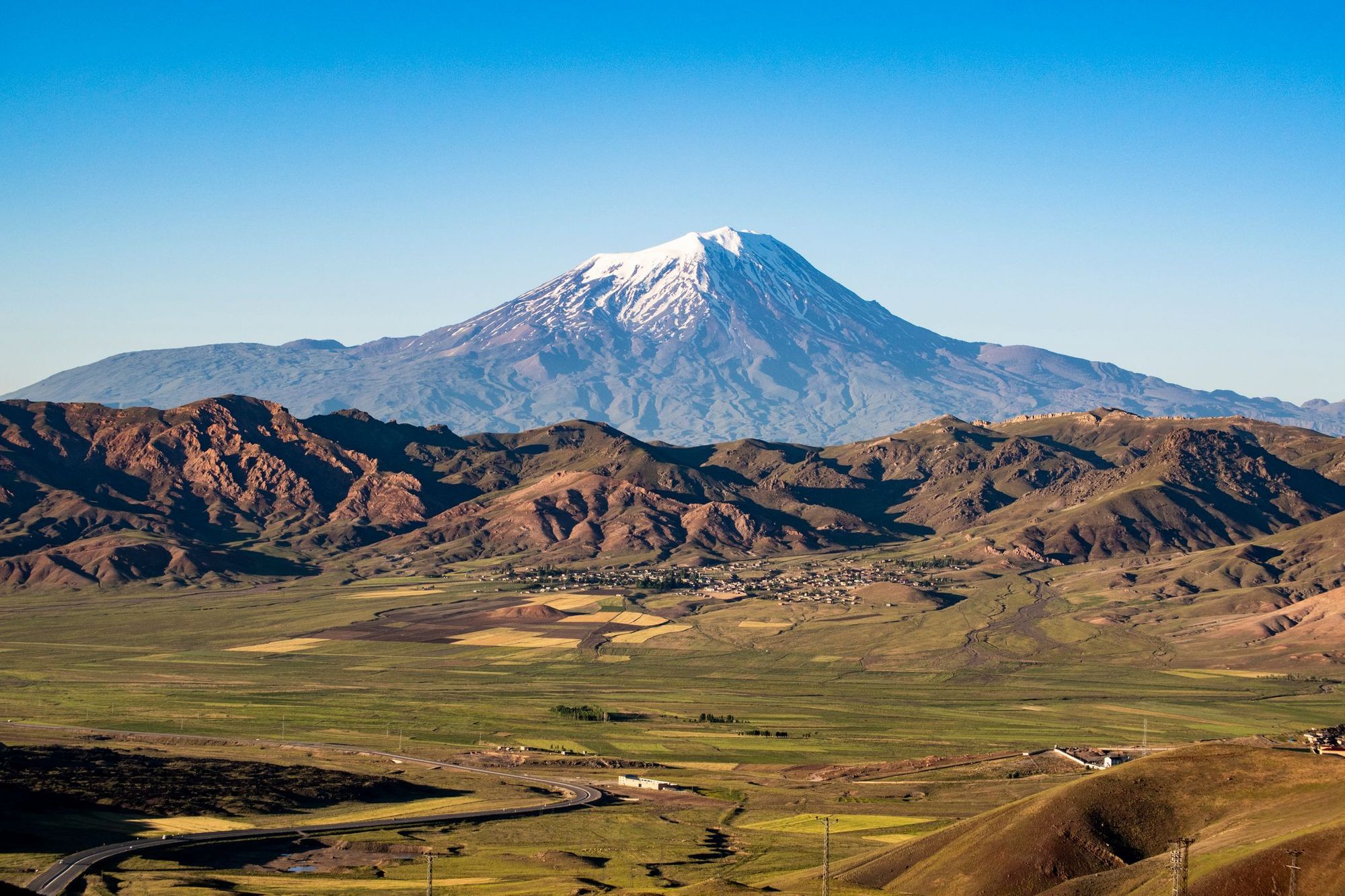 The snow-capped summit of Mount Ararat, seen from the Turkish side. Photo: Getty.