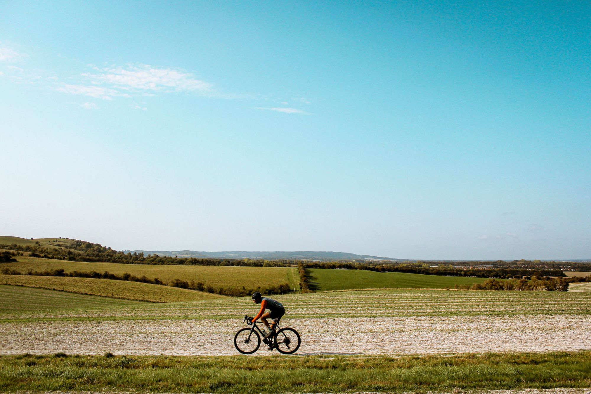 A gravel straight amongst the rolling greenery of the Chilterns, an area of outstanding natural beauty. Photo: Wild Cycles