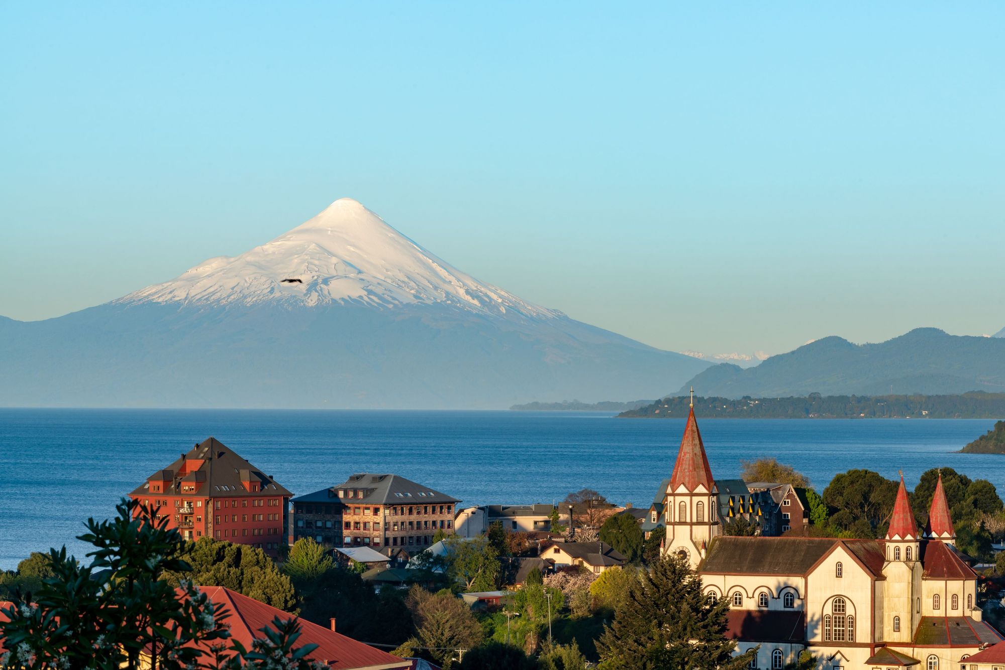 The town of Puerto Varas, backdropped by Lake Llanquihue, Chile's second largest lake. Photo: Getty