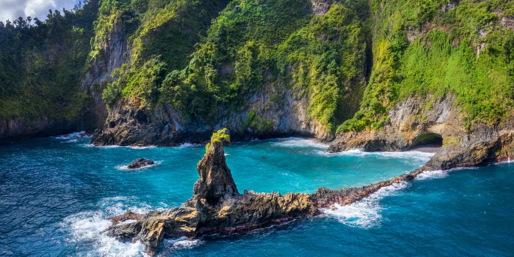 The beautiful coastline of Dominica.