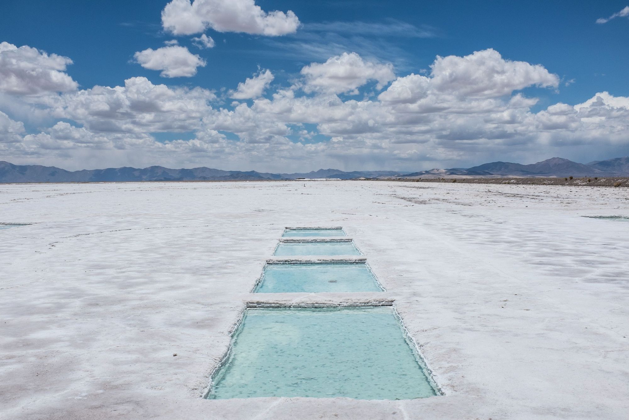 The remarkable sight of Salinas Grandes salt flats in Argentina, complete with crystal clear water ponds. Photo: Getty