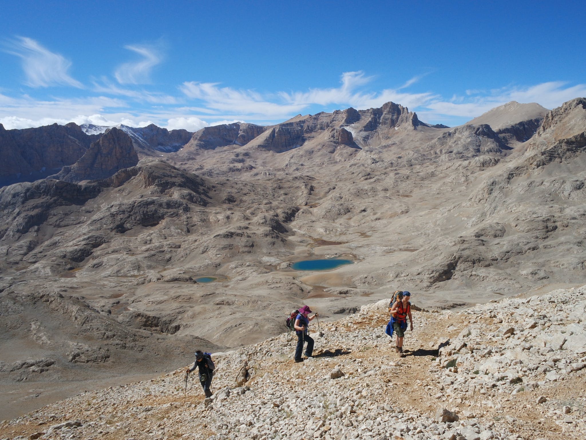 Hikers on the remote Teke Kalesi Pass (3517m) in Turkey's High Taurus Mountains. Photo: Demavend Travel
