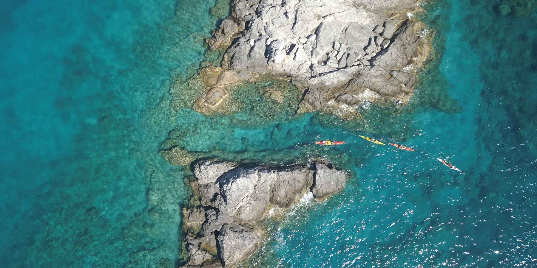 An aerial view of sea kayaking in Turkey.