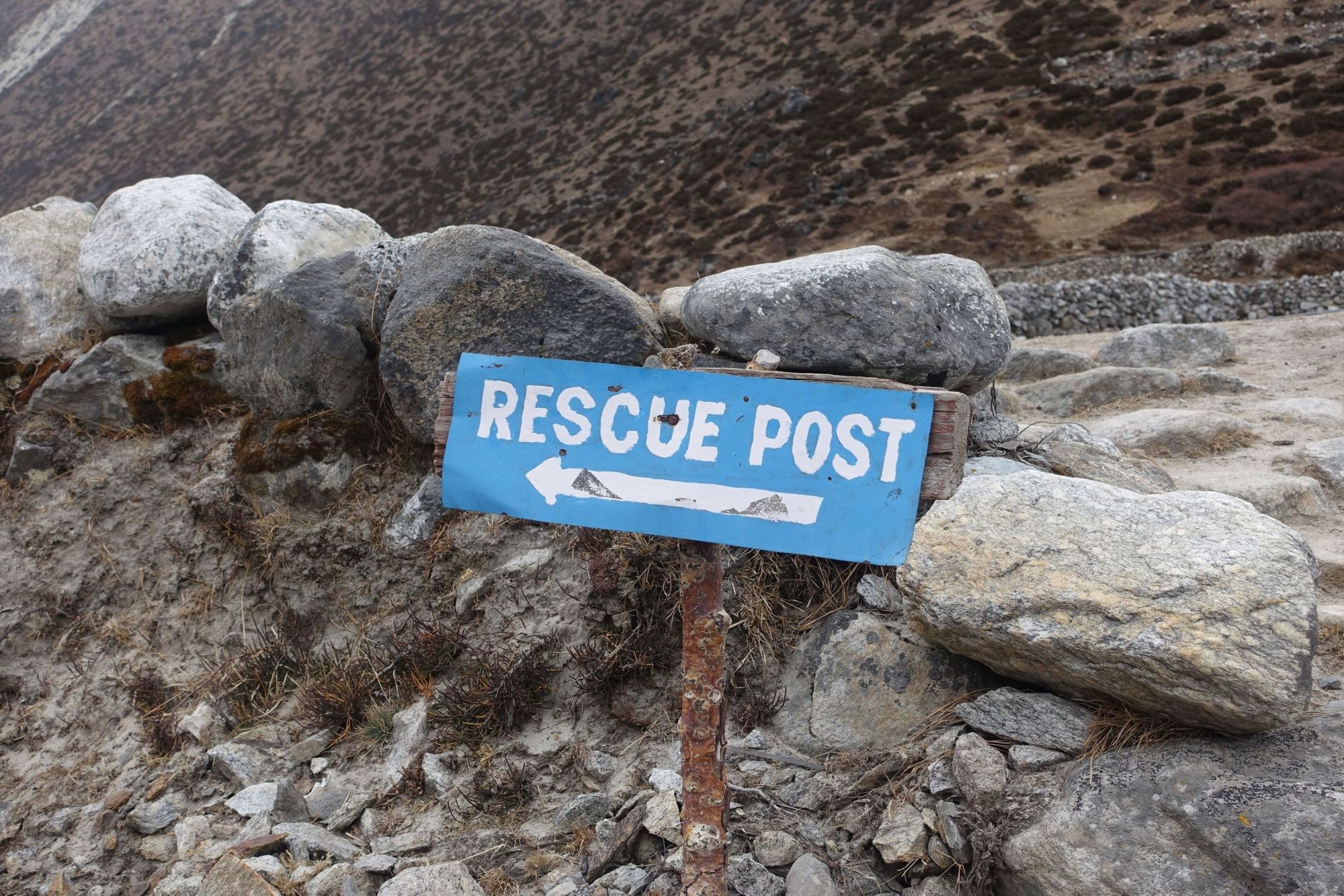 Photo of a mountain rescue post: Photo: Anna Causer Nakamura.
