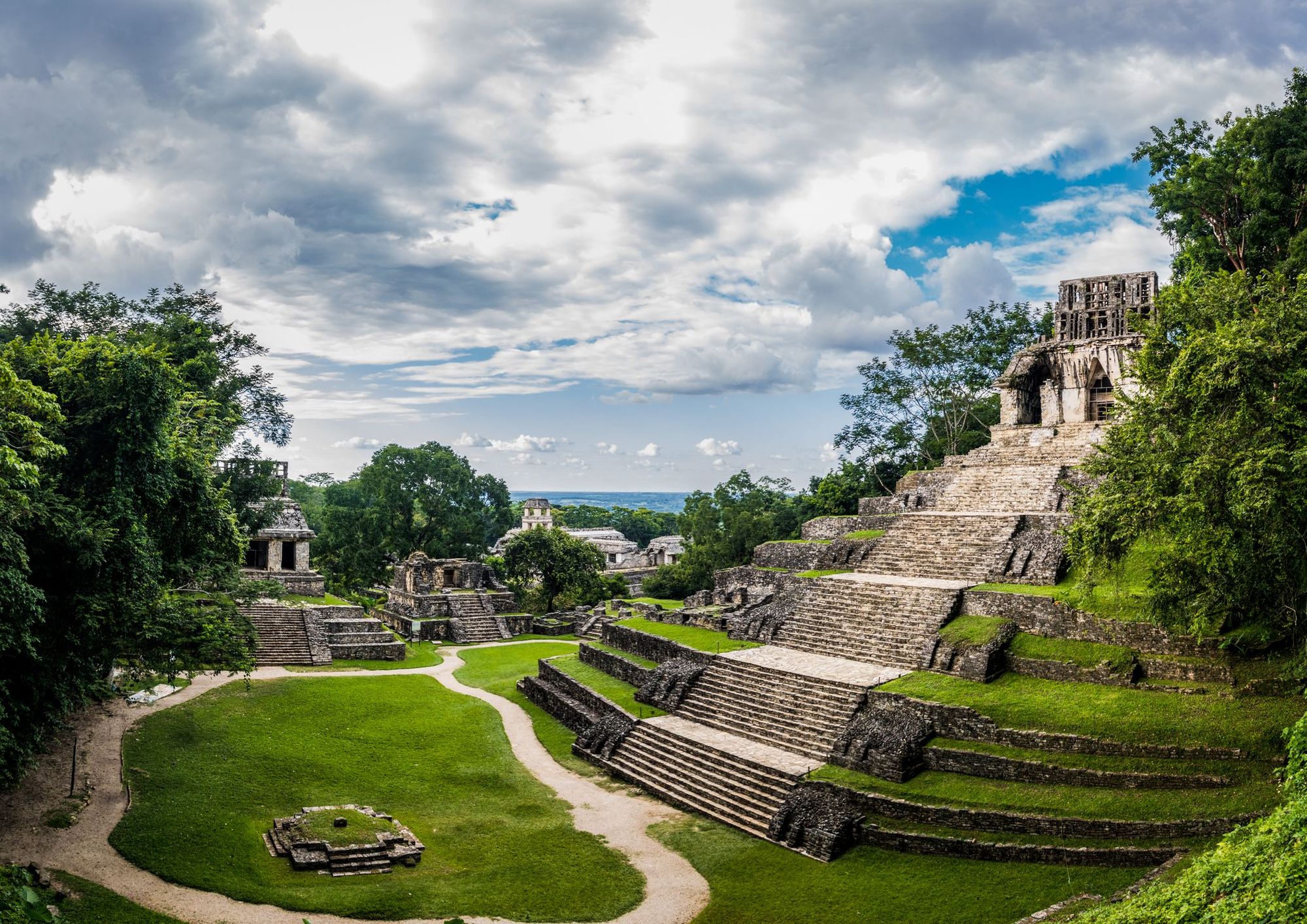 The Temples of the Cross at Palenque, the ancient Maya city in Mexico